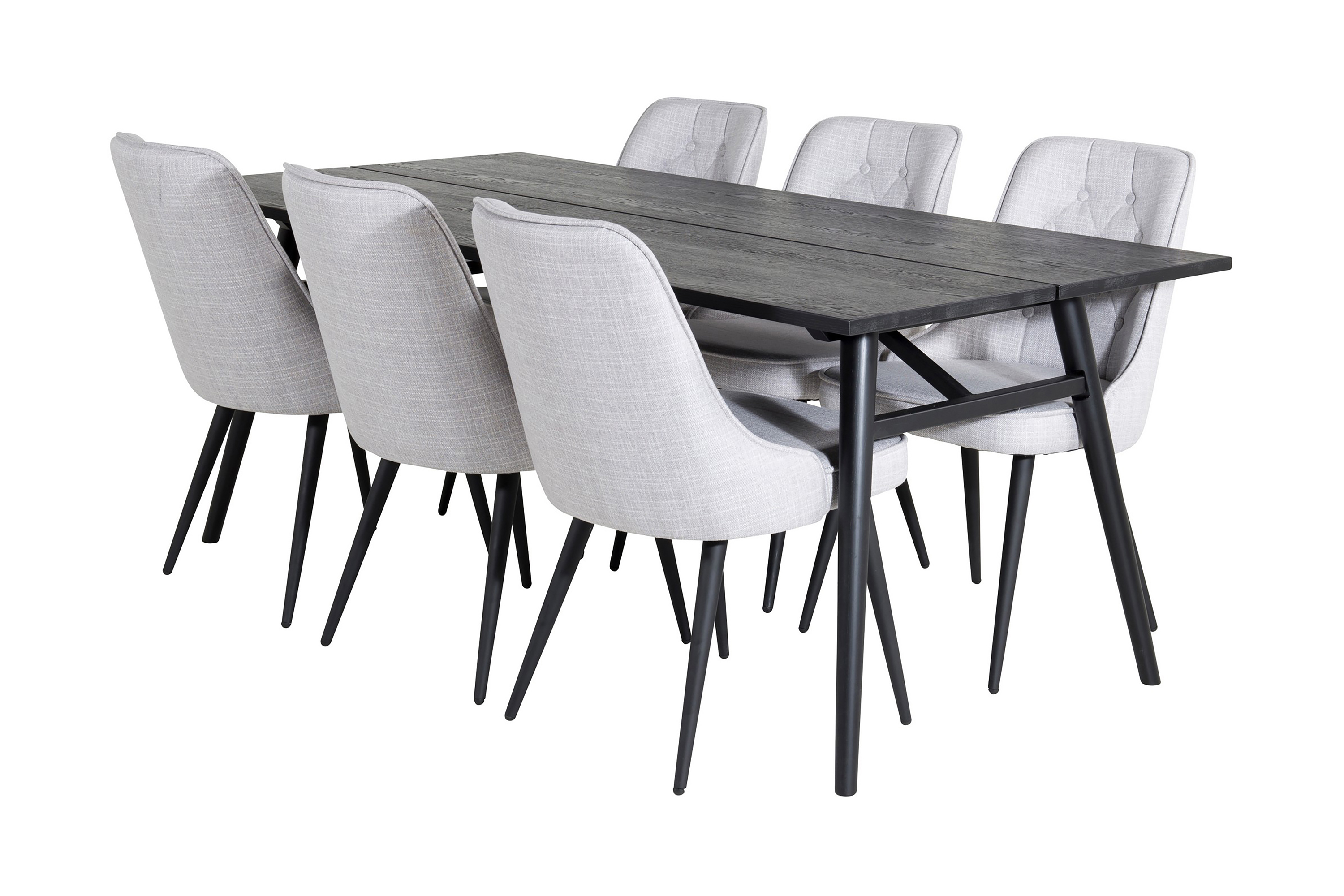 matgrupp sediza förlängningsbar 195 cm inkl 6 chantor stolar - svart/grå
