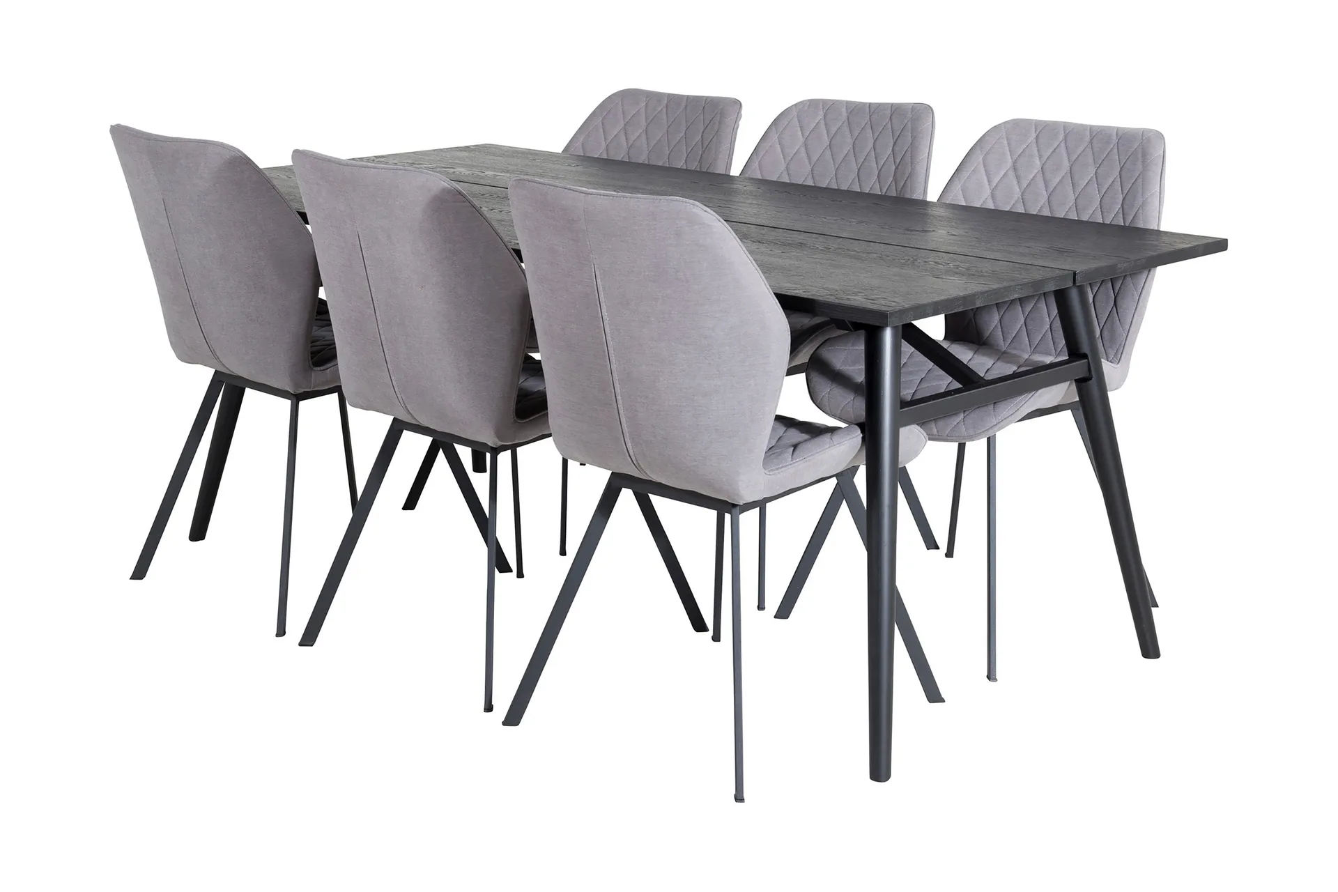 matgrupp sediza förlängningsbar 195cm inkl 6 pombriego stol - svart/grå