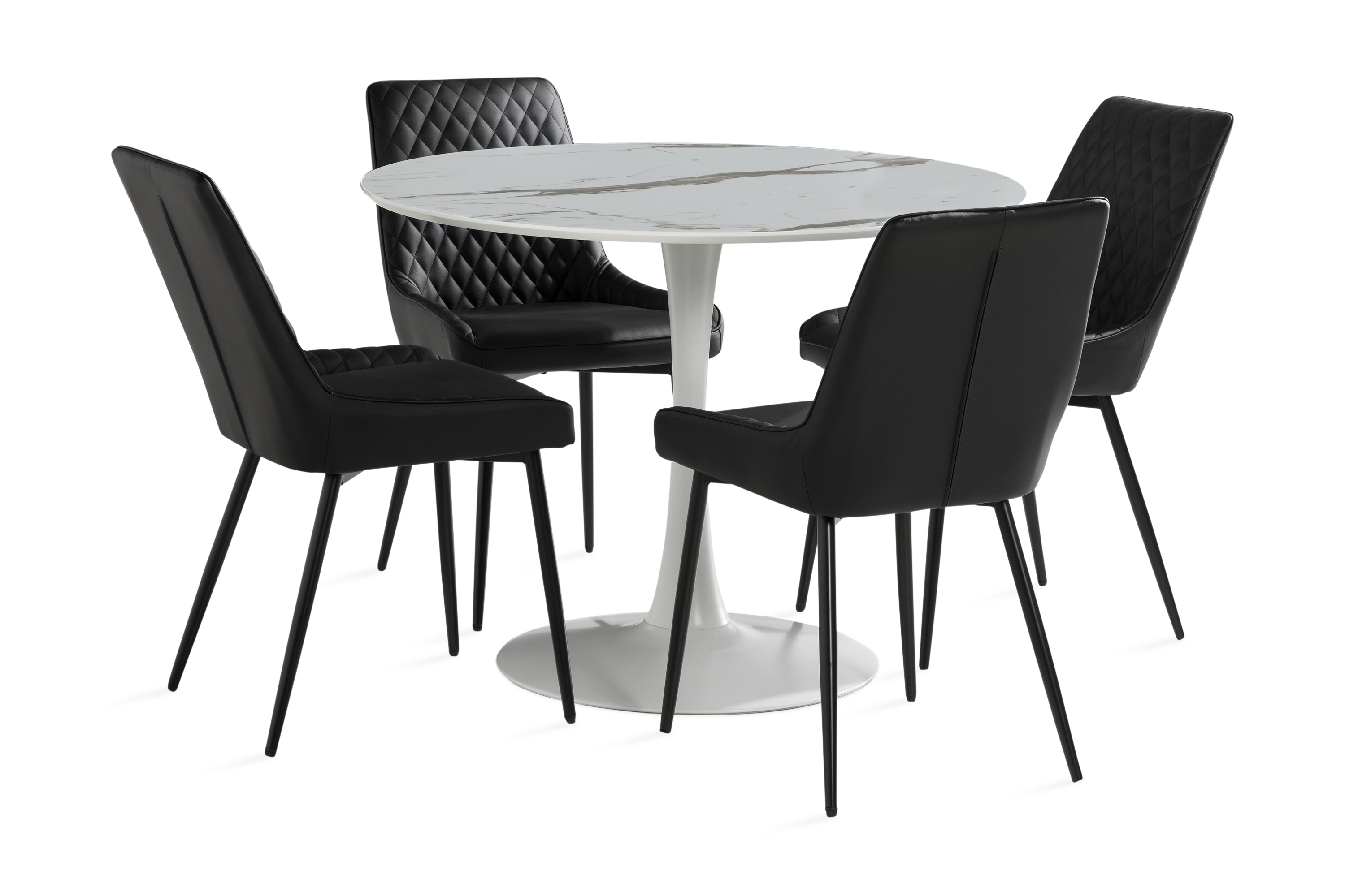 Matgrupp Severo 100 cm Rund inkl 4 Allavare Stolar Vit/Svart