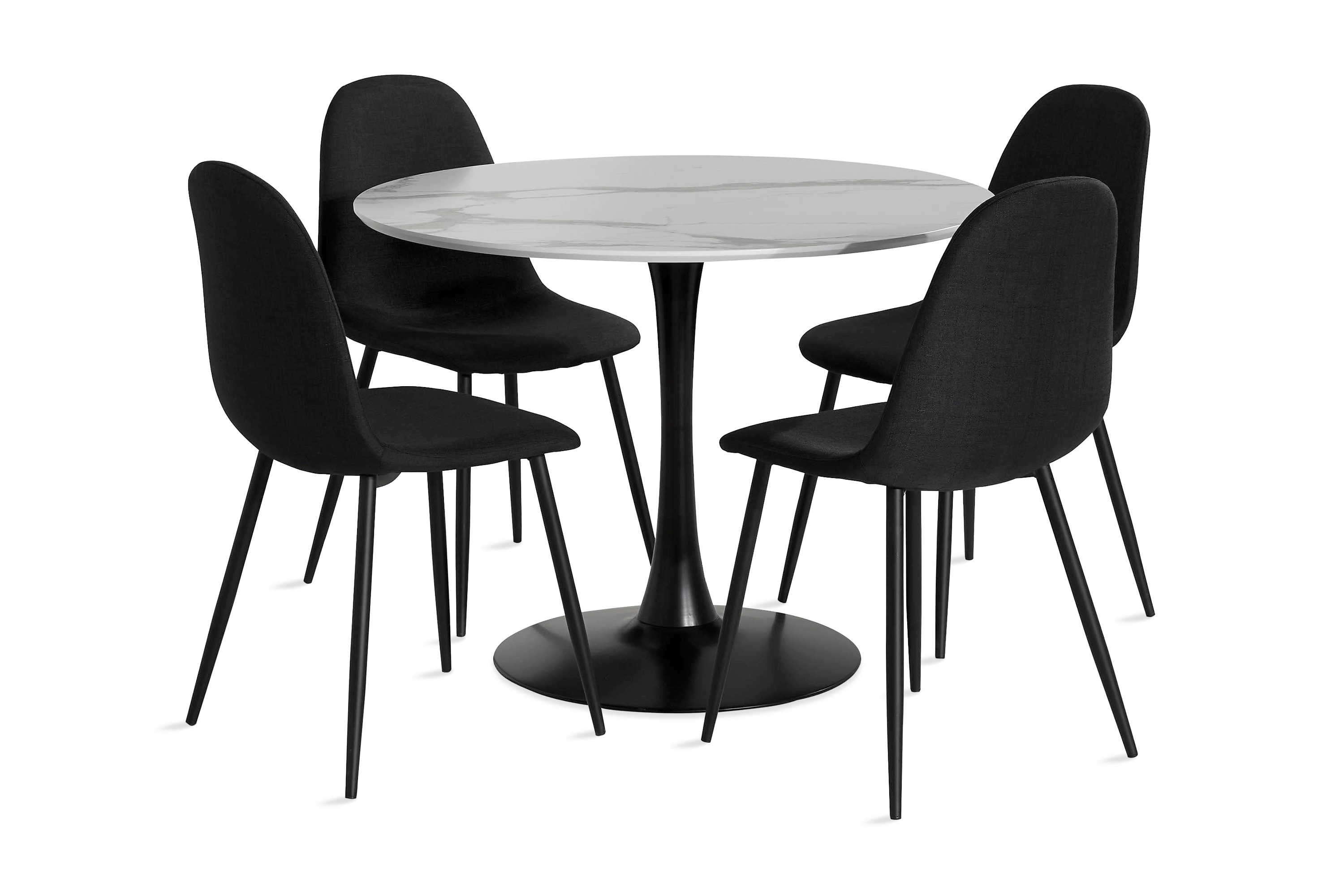 Matgrupp Severo 100 cm Rund med 4 Naira Stol VitSvart