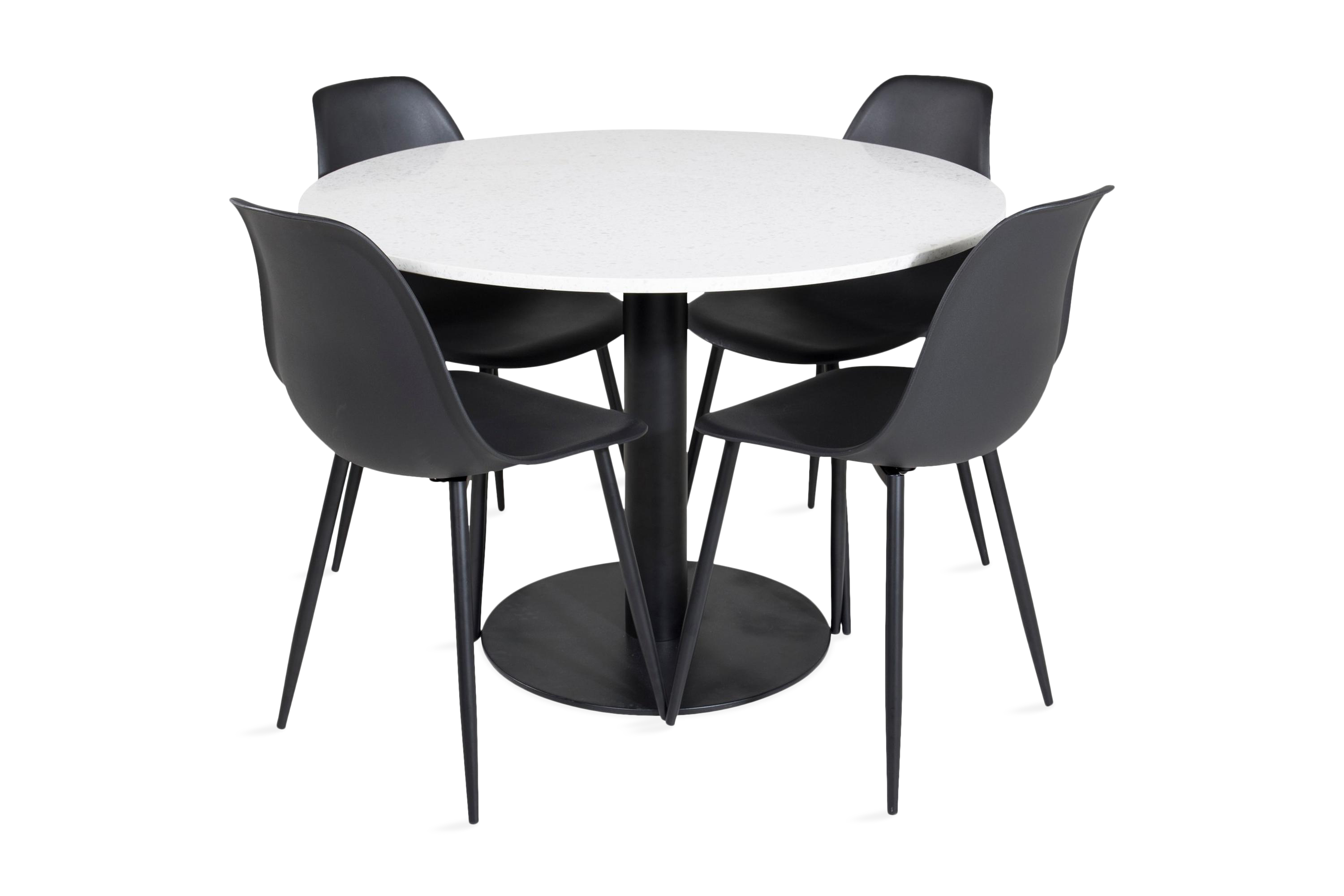 Matgrupp Wivece 106 cm Rund inkl 4 Yegua Stolar Vit/Svart
