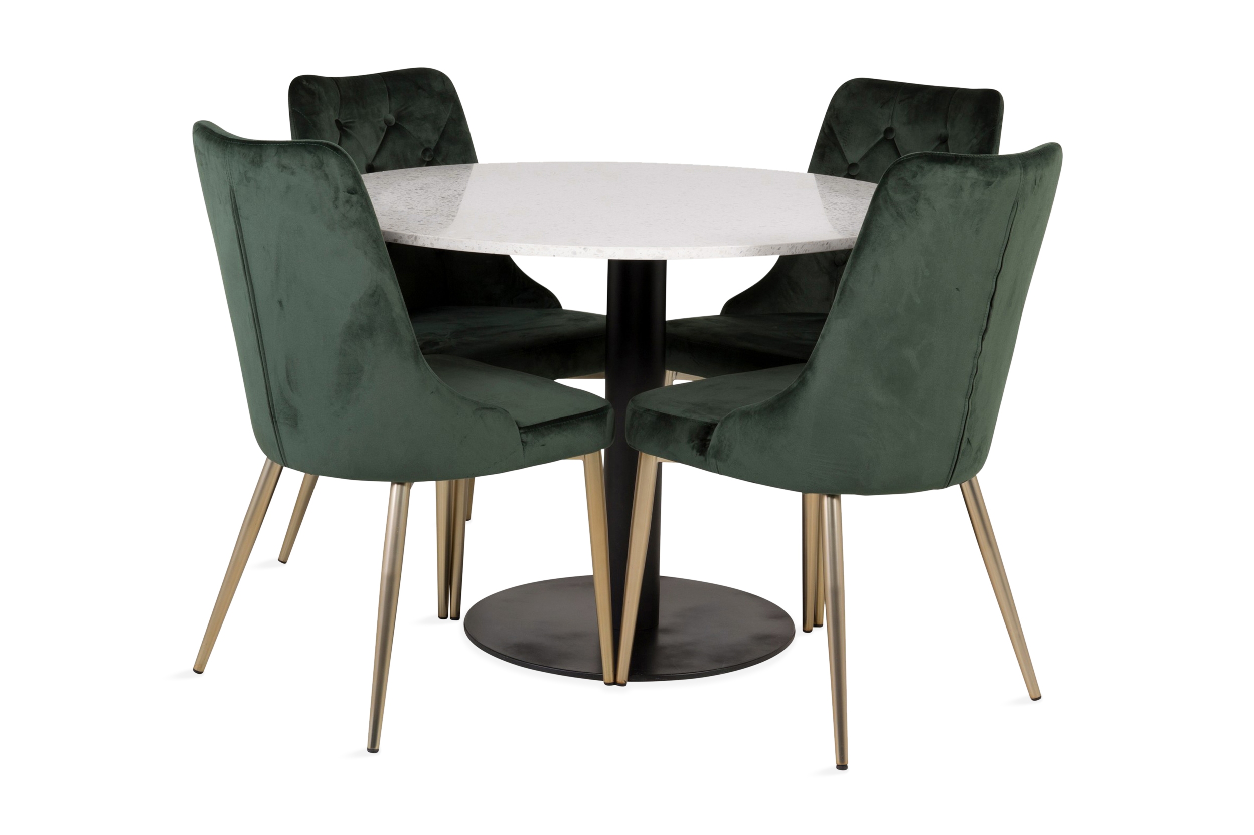 matgrupp wivece med 4 chantor lyx sammetsstol - vitsvart