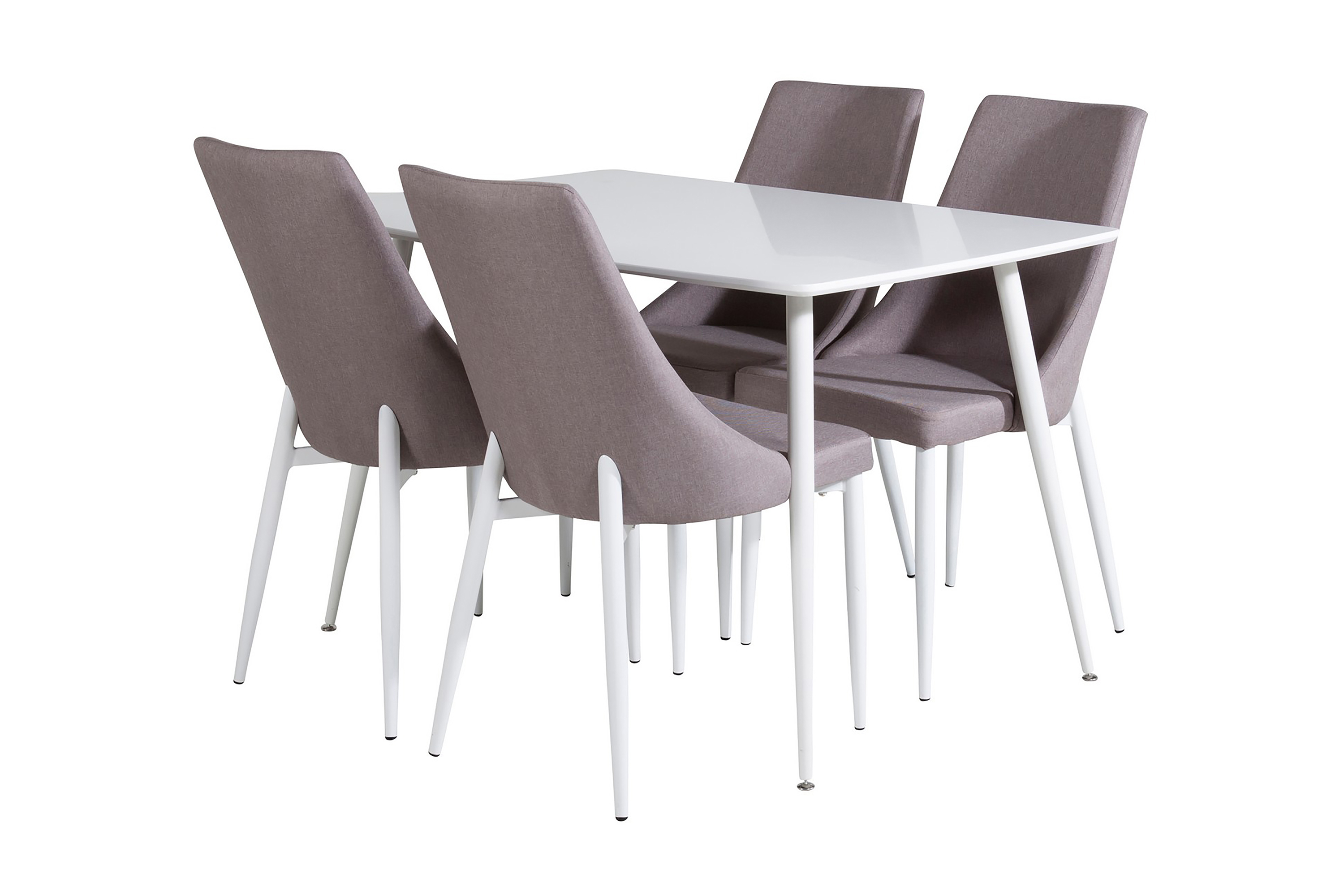 Matgrupp Yegua 120 cm inkl 4 Abran Stolar Vit/Grå