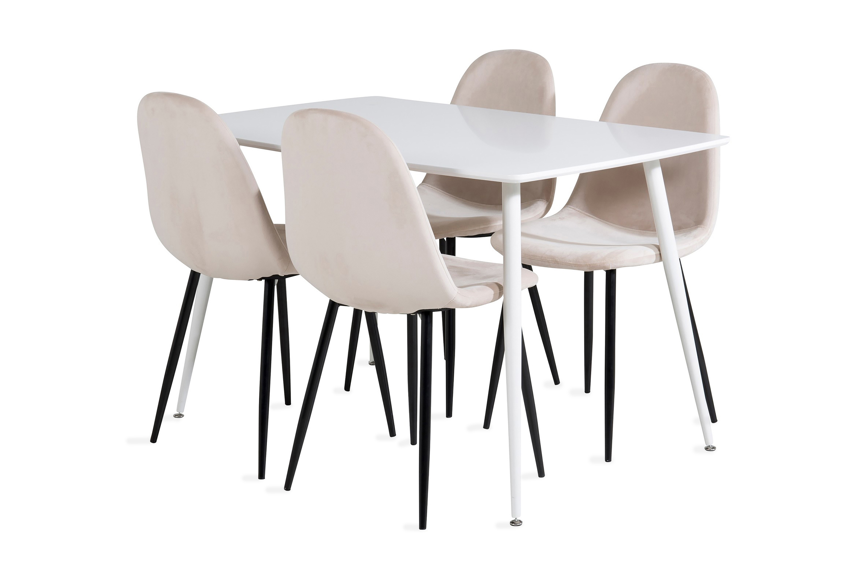 Matgrupp Yegua 120 cm inkl 4 Tommy Stolar Vit/Svart/Beige