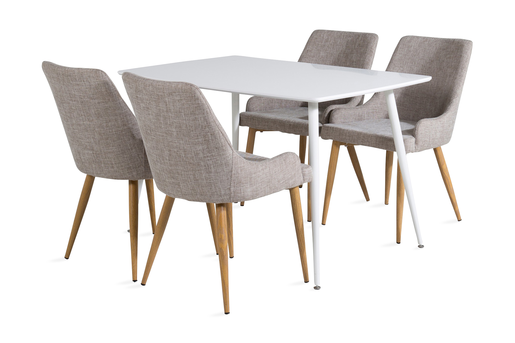 Matgrupp Yegua 120 cm inkl 4 Trym Stolar Vit/LjusgråEk