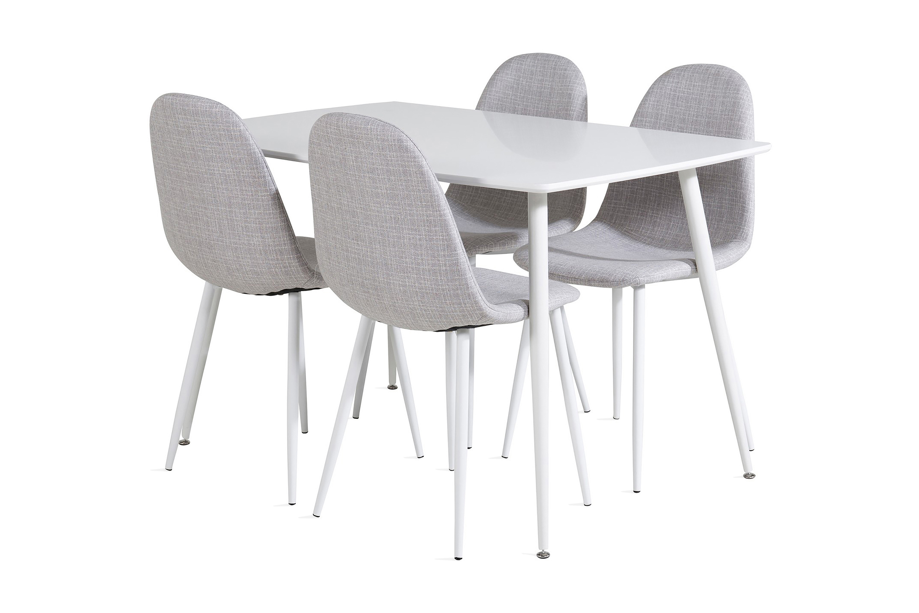 Matgrupp Yegua 120 cm inkl 4 Yegua Stolar Vit/Grå