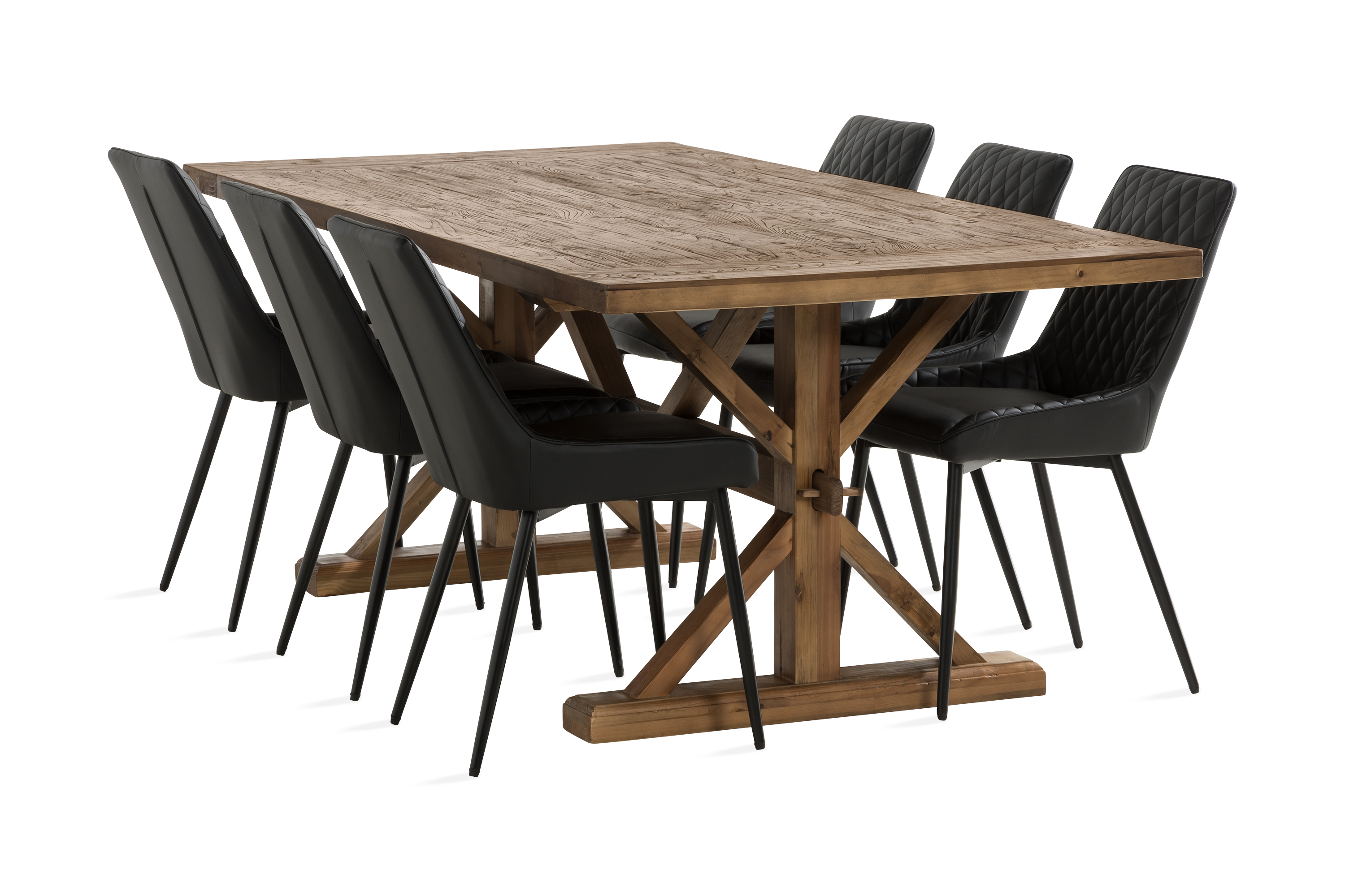 Matgrupp Yorkshire 200x100 cm inkl 6 Allavare Stolar Brun/Svart