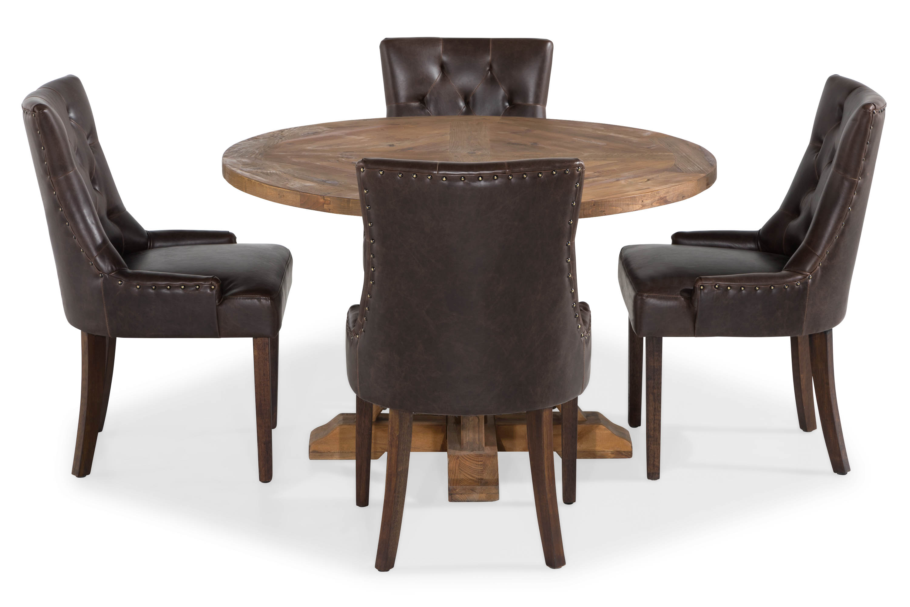 matgrupp yorkshire rund med 4 hermione stol - träsvart pu