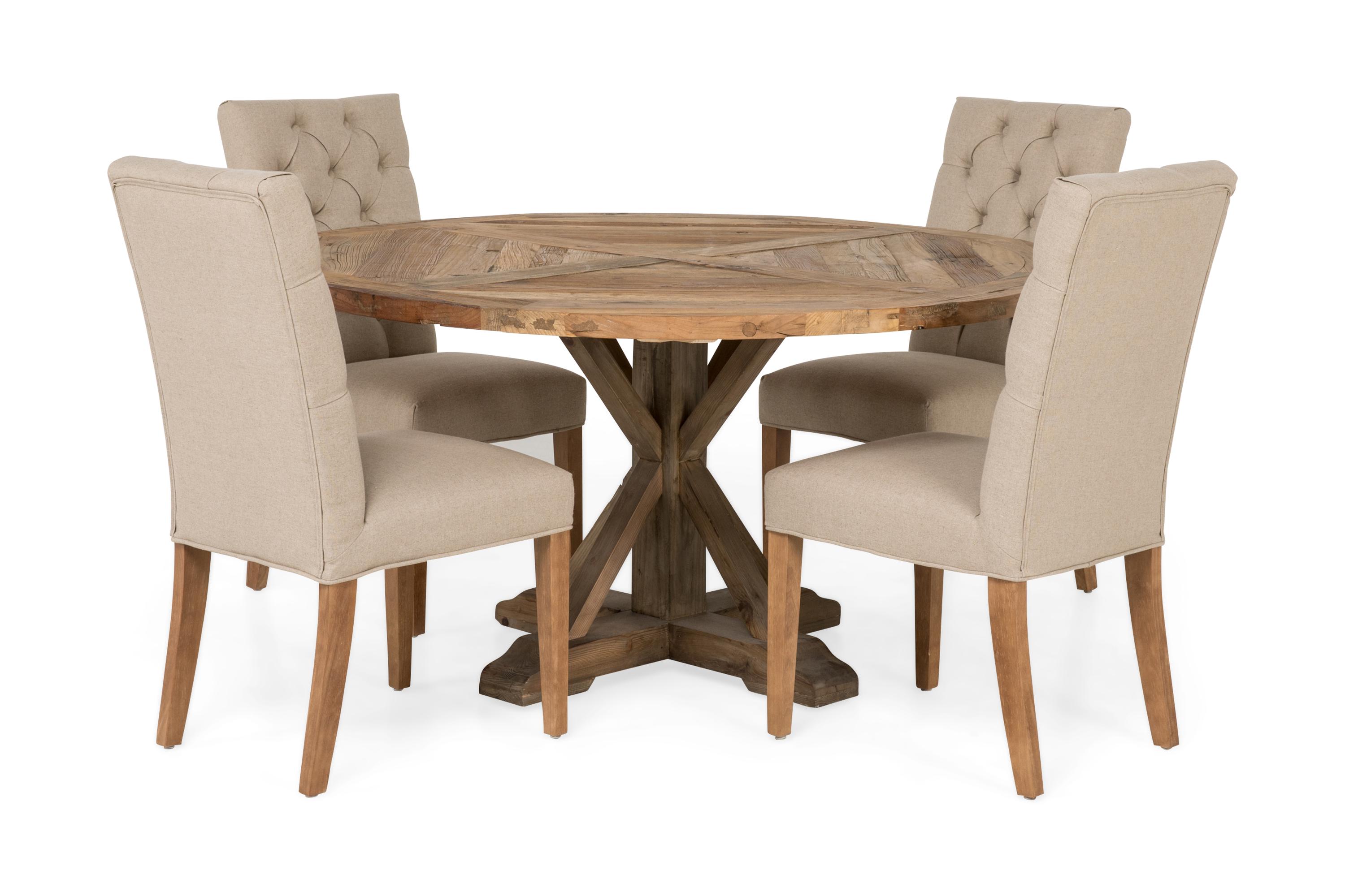 Matgrupp Yorkshire 150 cm Rund Vintage Alm/Beige 4 st Emmie Stolar