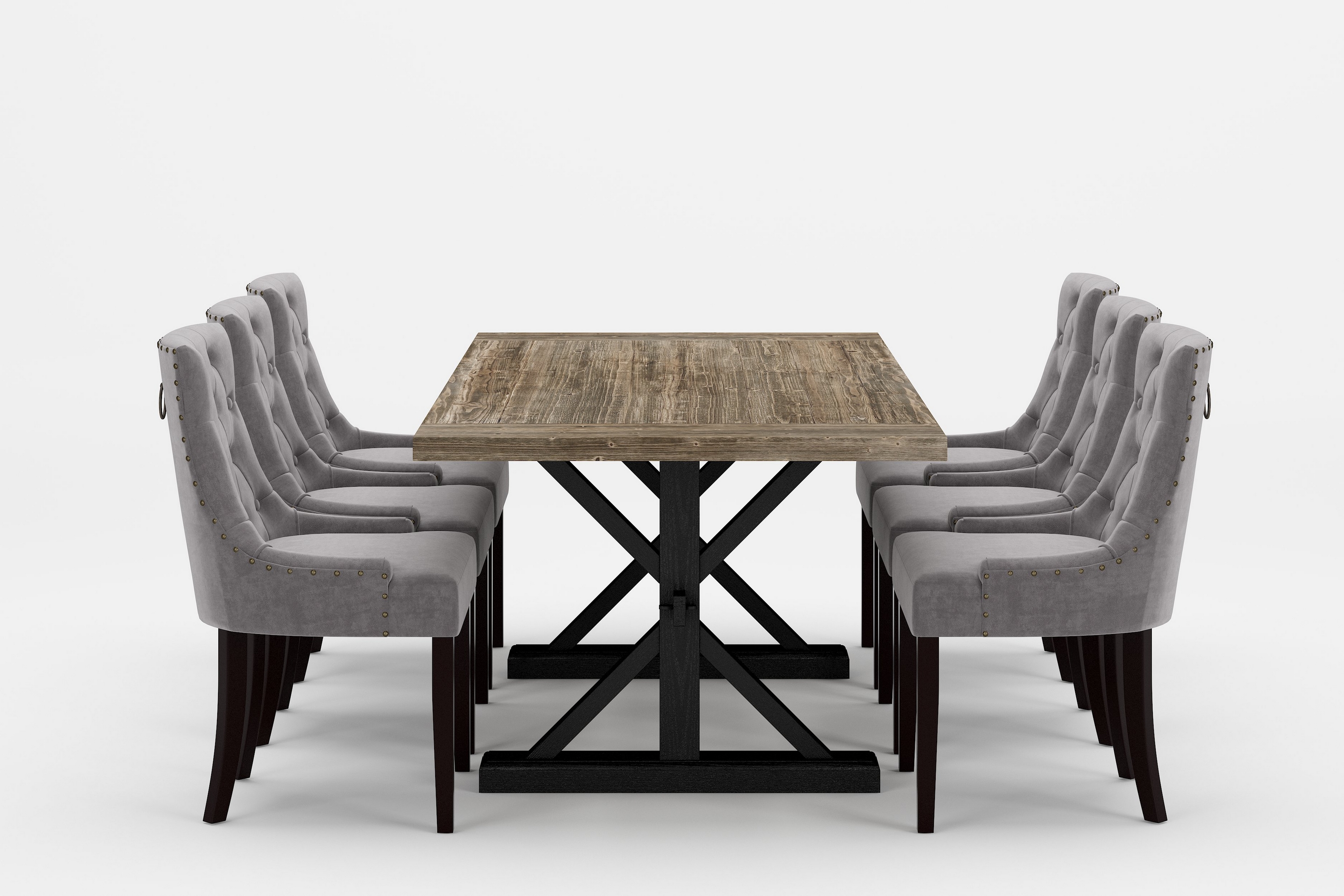 Matgrupp Yorkshire Premium 200-290 cm 6 Viktoria Stolar LjusgråBrun