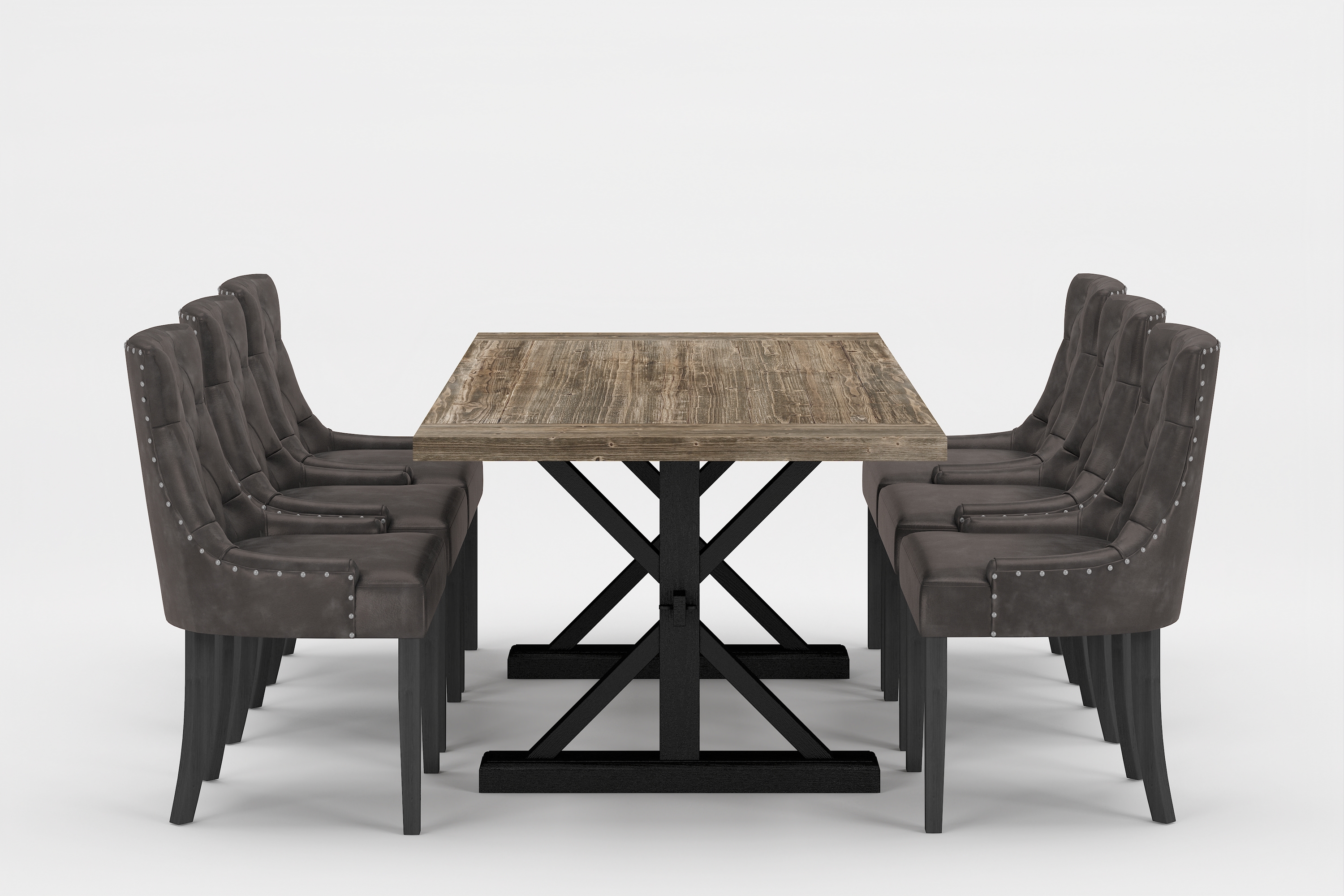 matgrupp yorkshire premium 200-290 cm + 6 hermione matstolar - brun/svart