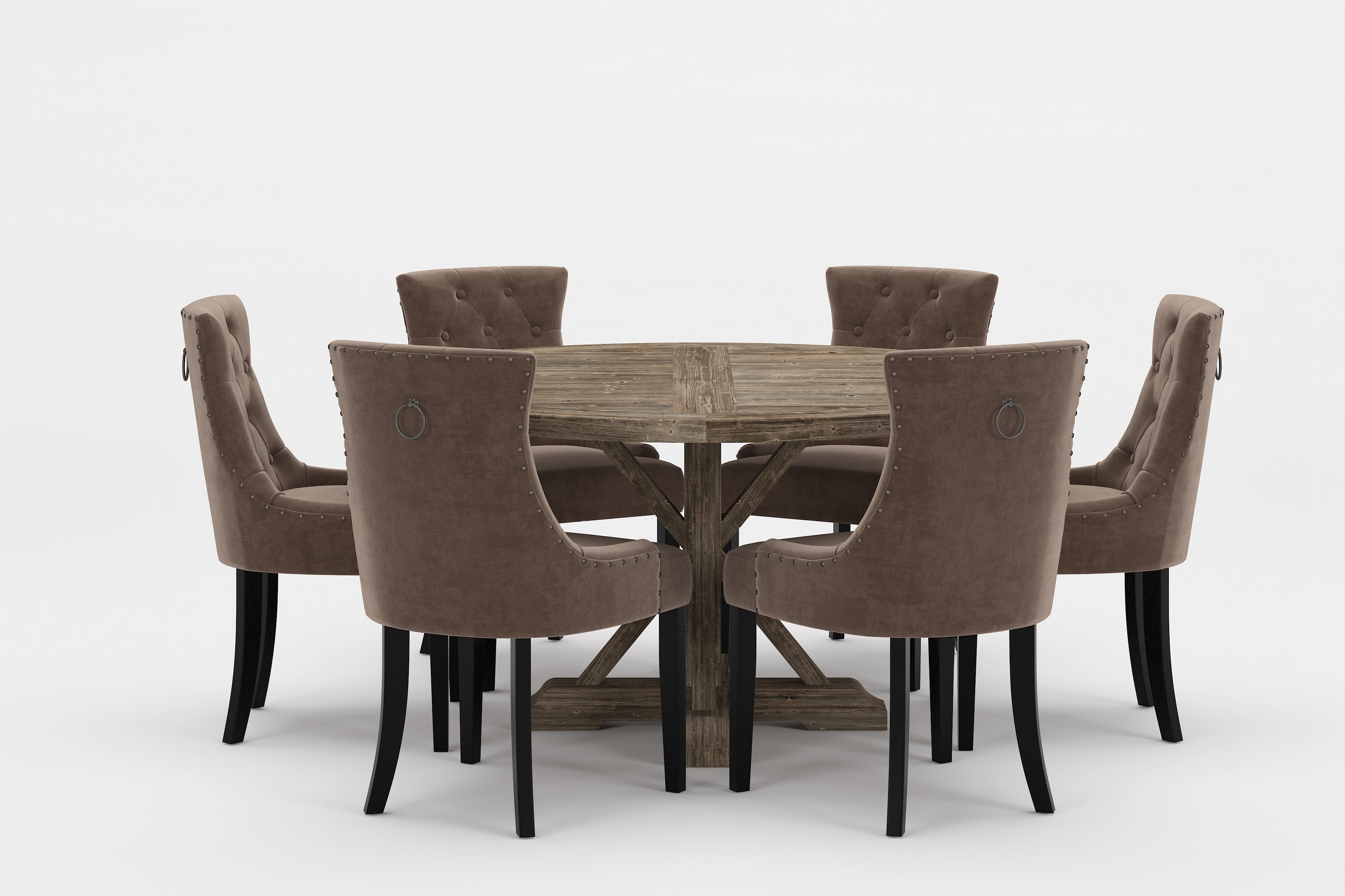 matgrupp yorkshire premium rund 150 cm + 6 st viktoria matst - brun