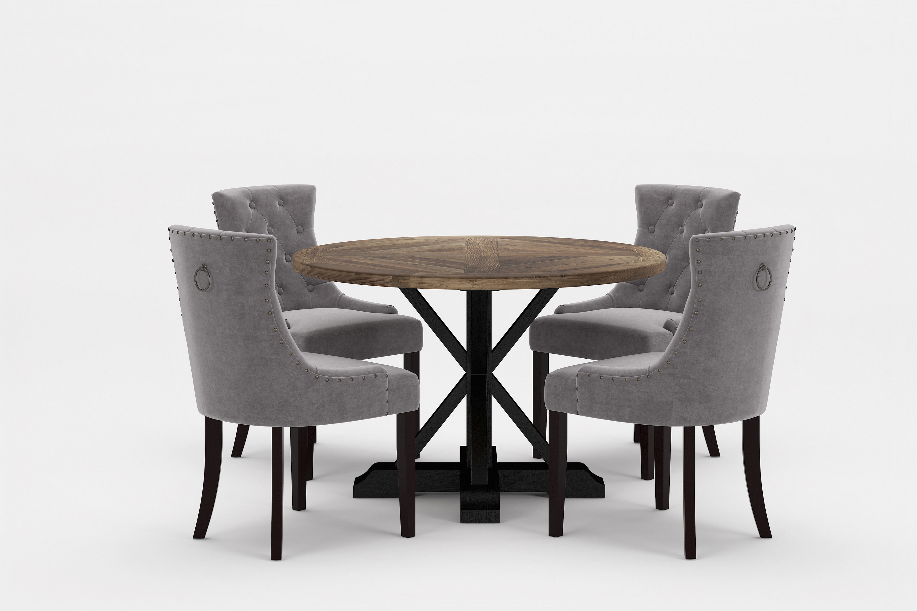 Matgrupp Yorkshire Premium Rund 120 cm 4 st Viktoria Matst LjusgråBrun