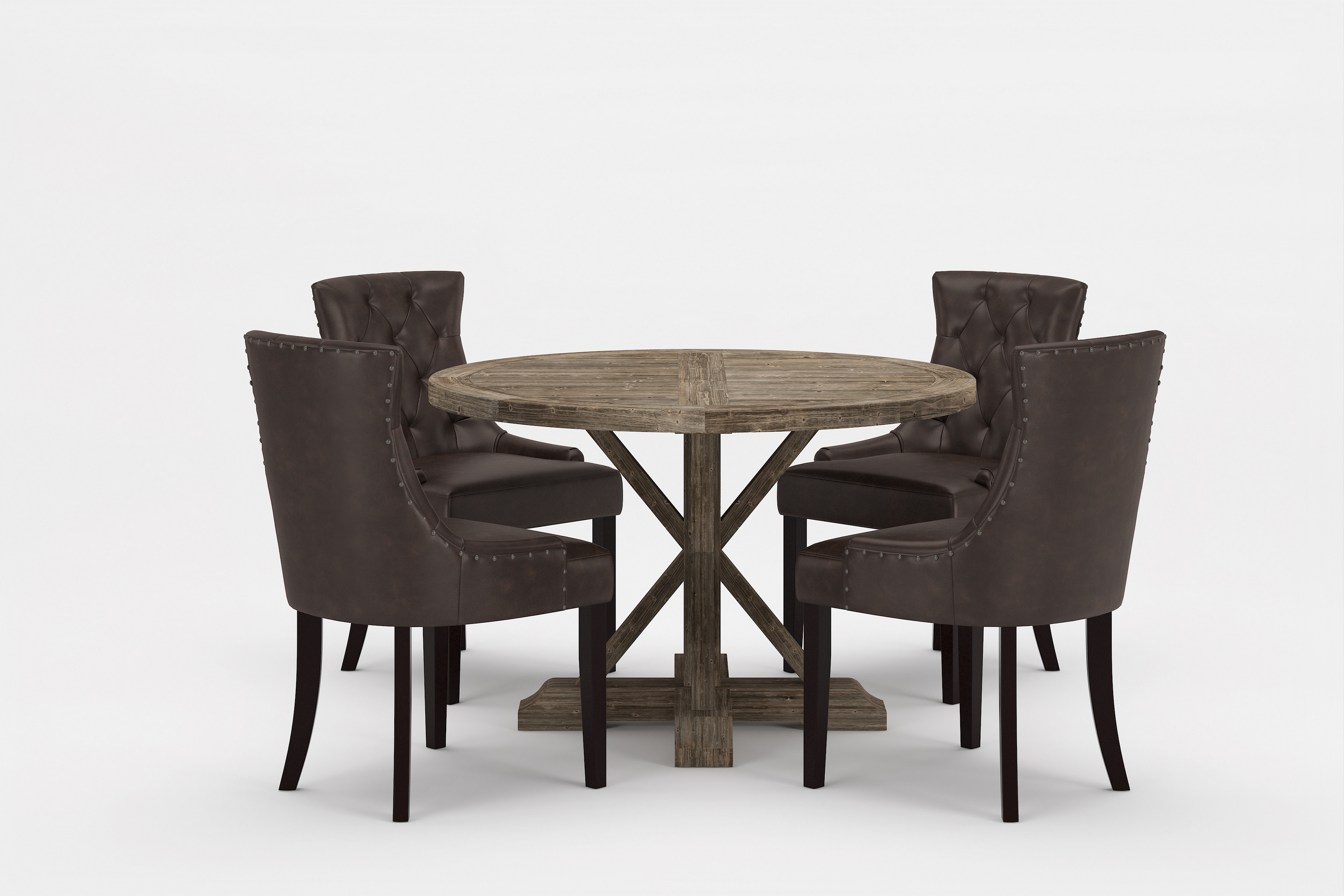 matgrupp yorkshire premium rund 120 cm + 4 st hermione matst - mörkbrun/brun