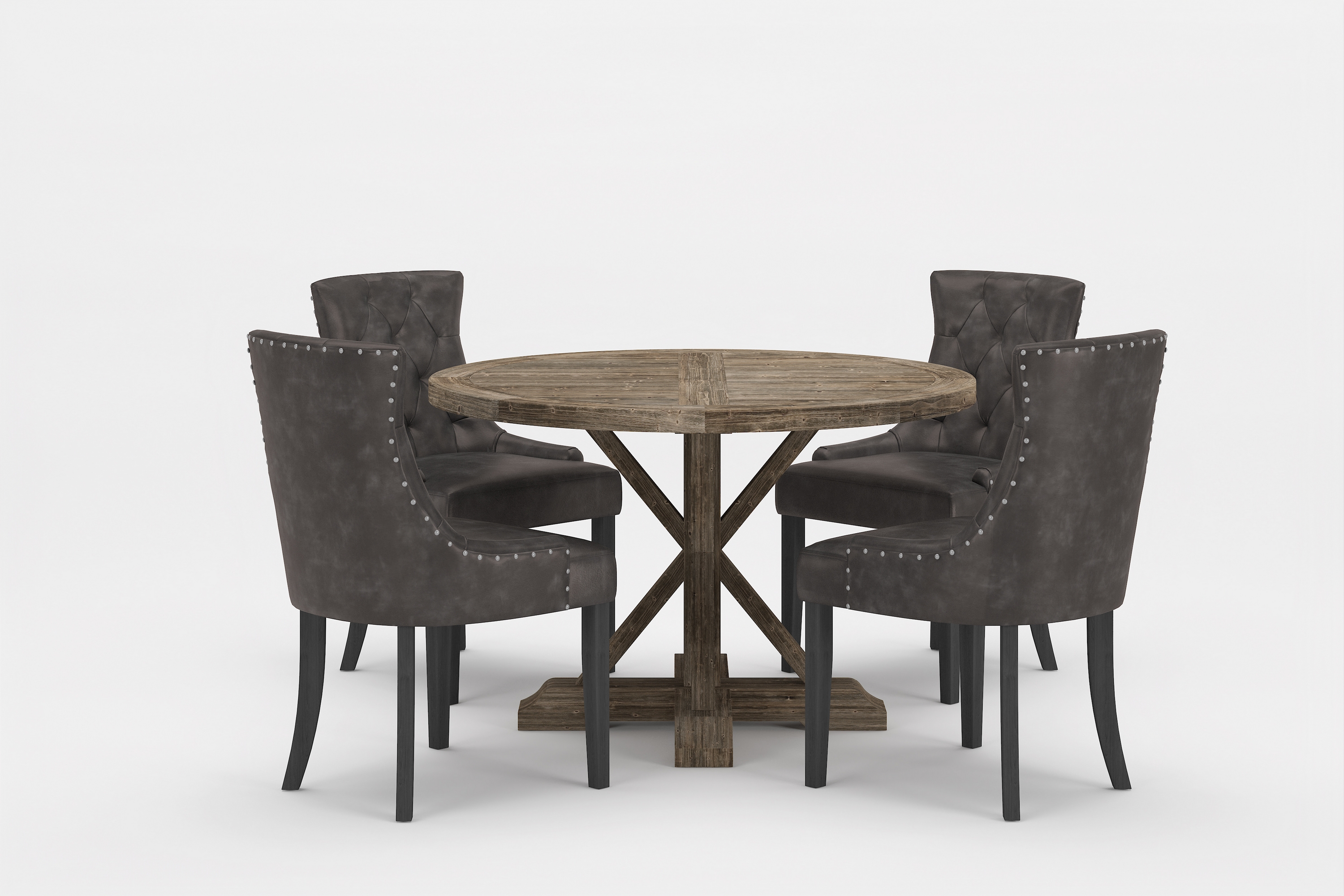 matgrupp yorkshire premium rund 120 cm + 4 st hermione matst - grå/brun