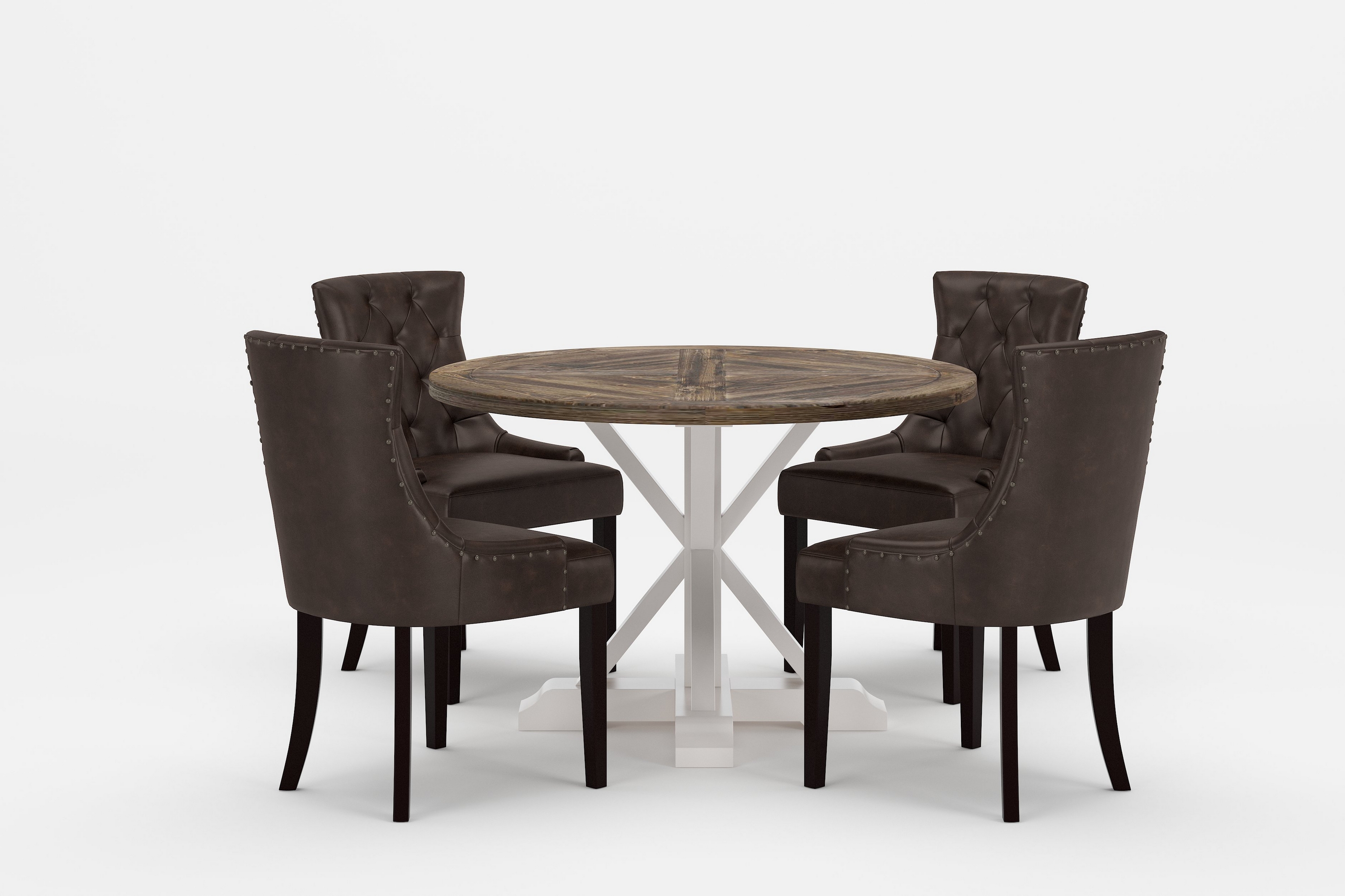 matgrupp yorkshire premium rund 120 cm + 4 st hermione matst - mörkbrun/brun