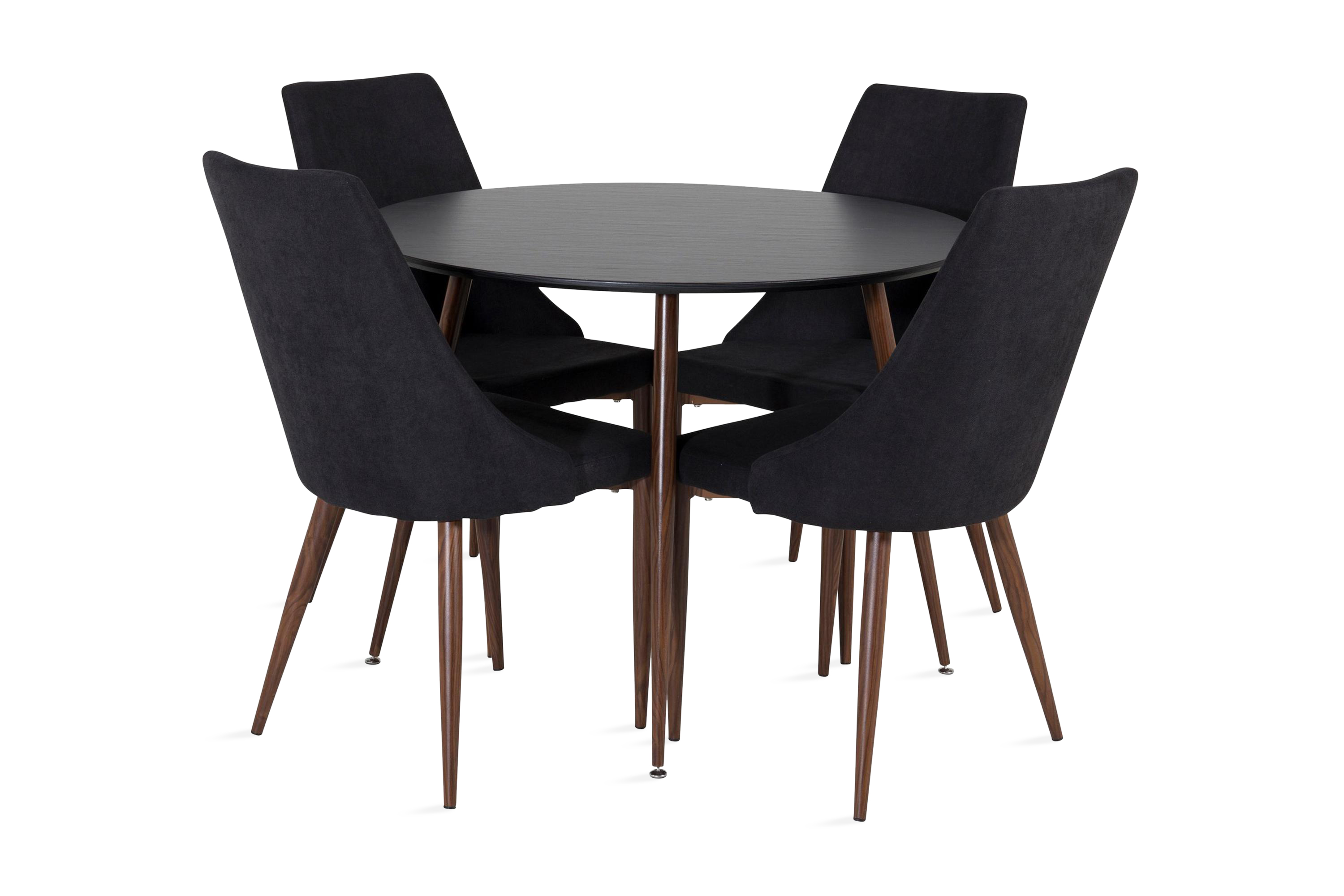 matgrupp pinilla runt inkl 4 mues stolar - svart/brun