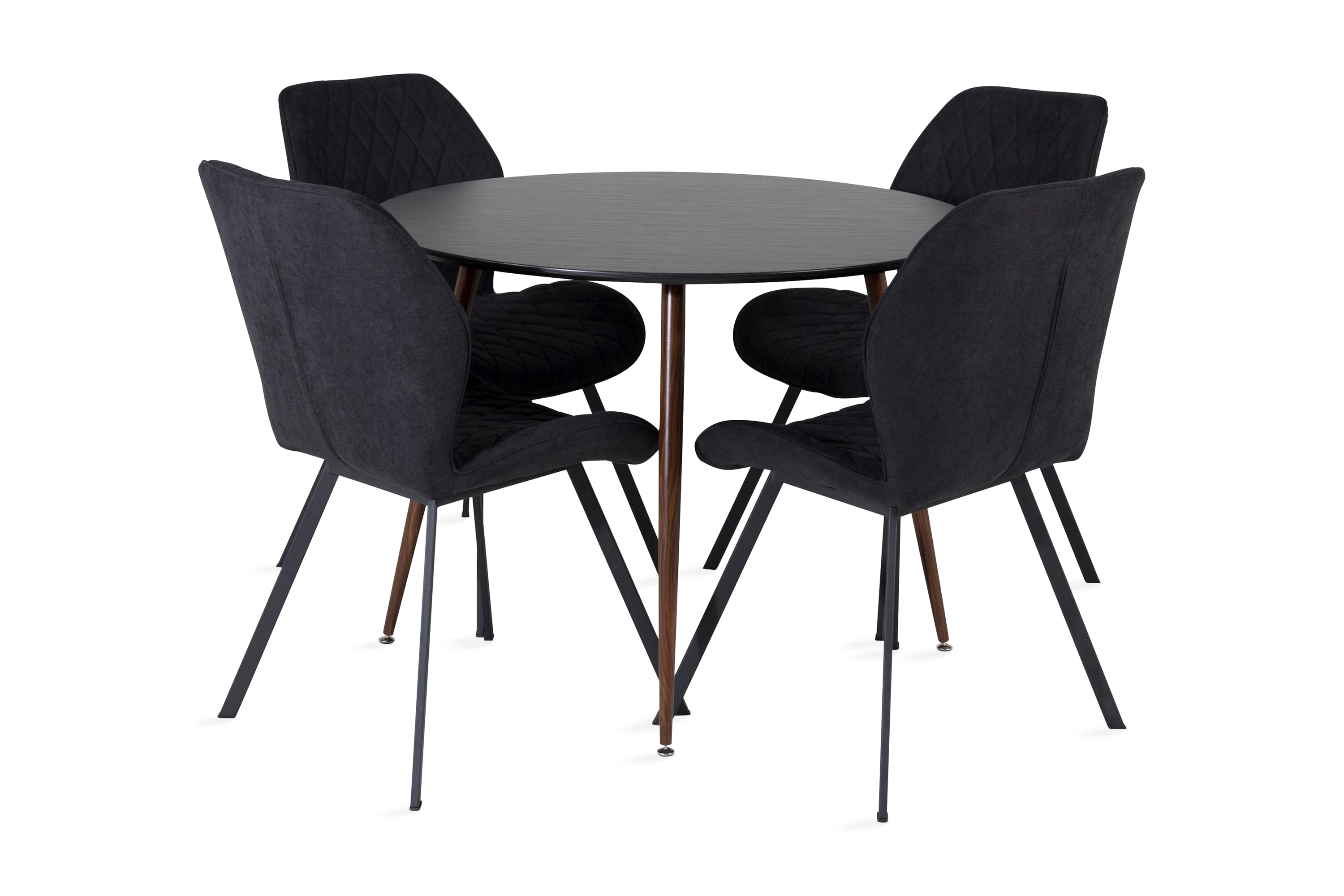 matgrupp pinilla runt inkl 4 pombriego stolar - svart/brun