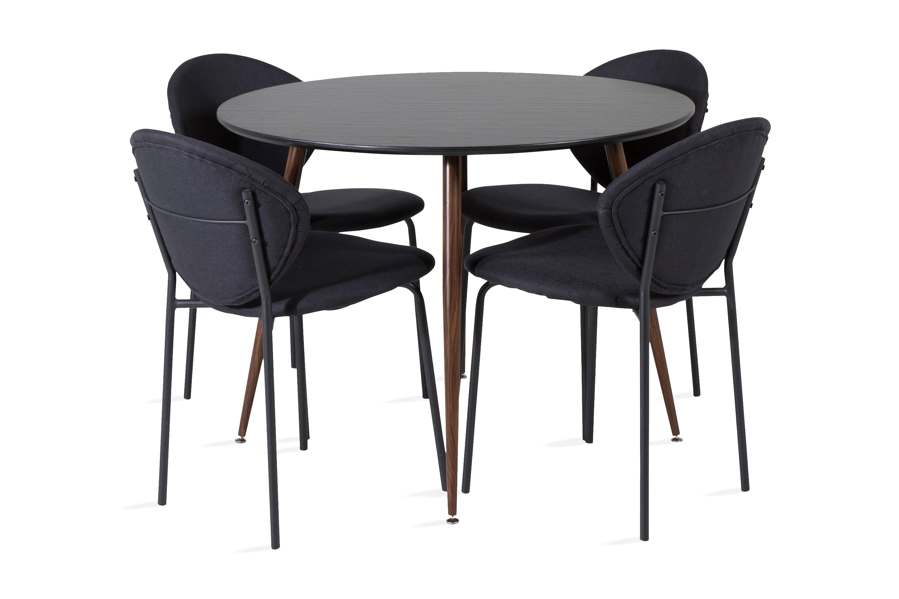 matgrupp pinilla runt inkl 4 capmany stolar - svart/brun
