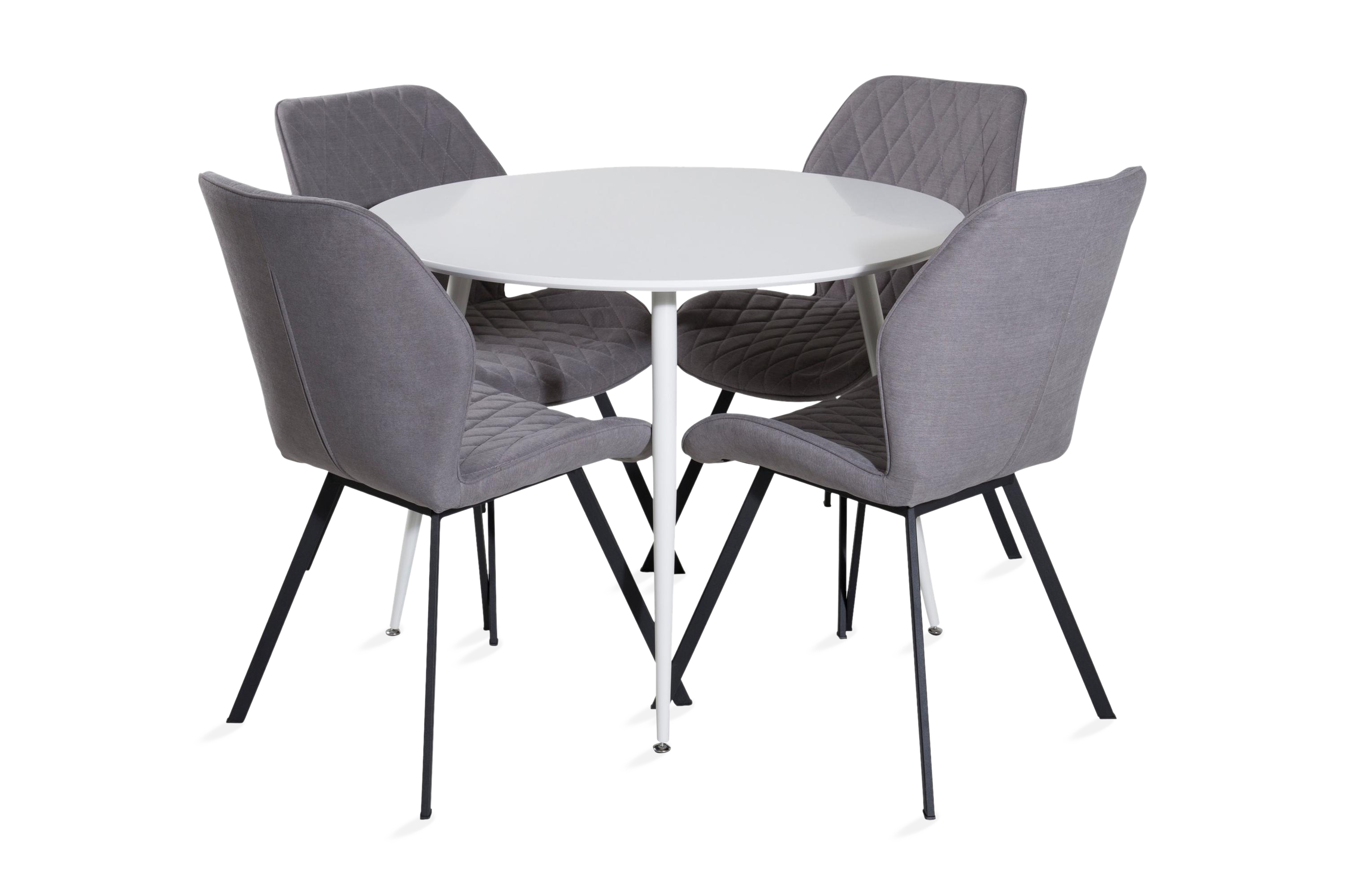Matgrupp Pinilla 100 cm Rund inkl 4 Pombriego Stolar Vit/GråSvart