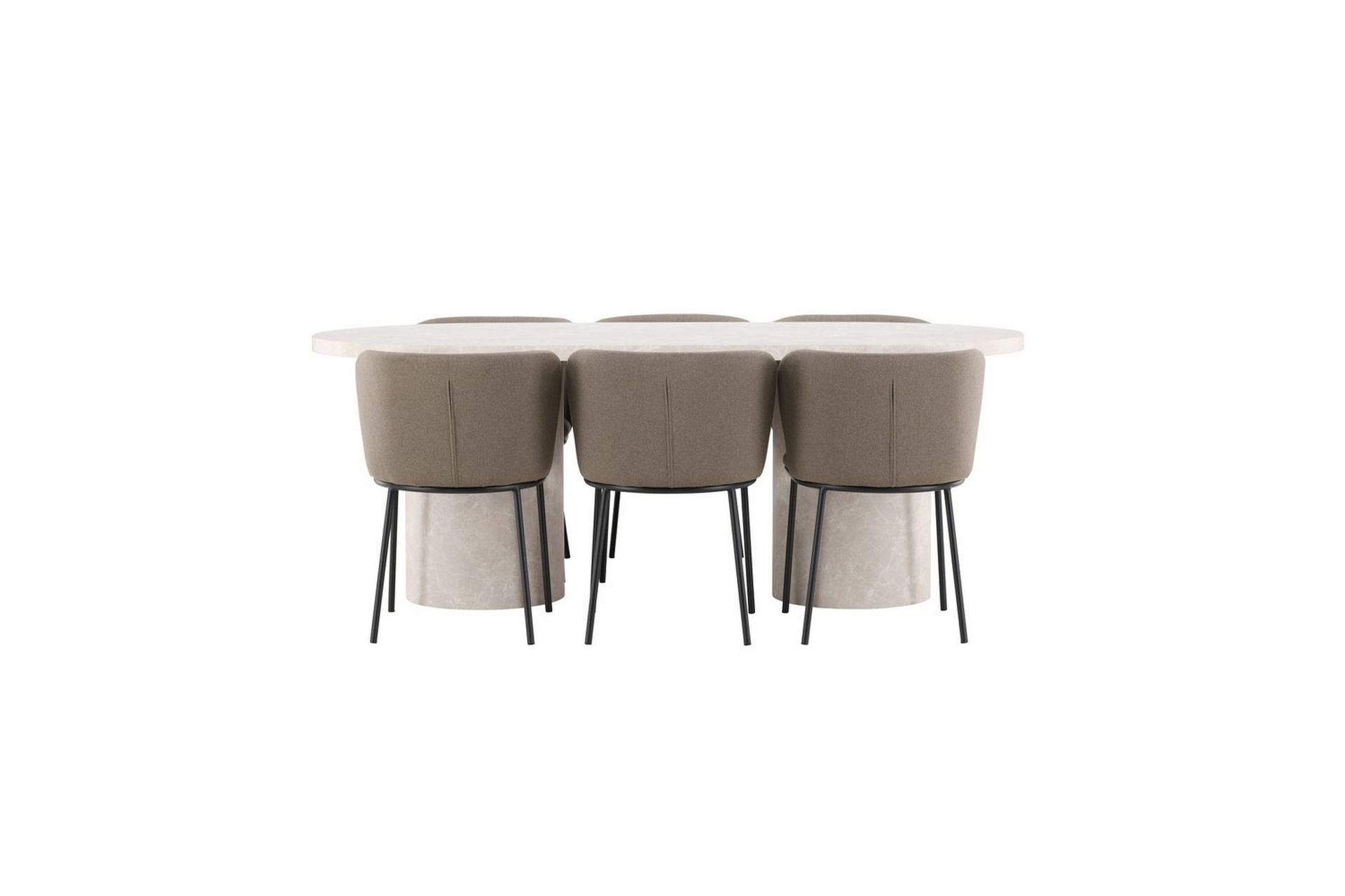 Matgrupp Narvik 100x200 cm Beige med 6st Edina Stolar Svart / Brun - Svart / Brun