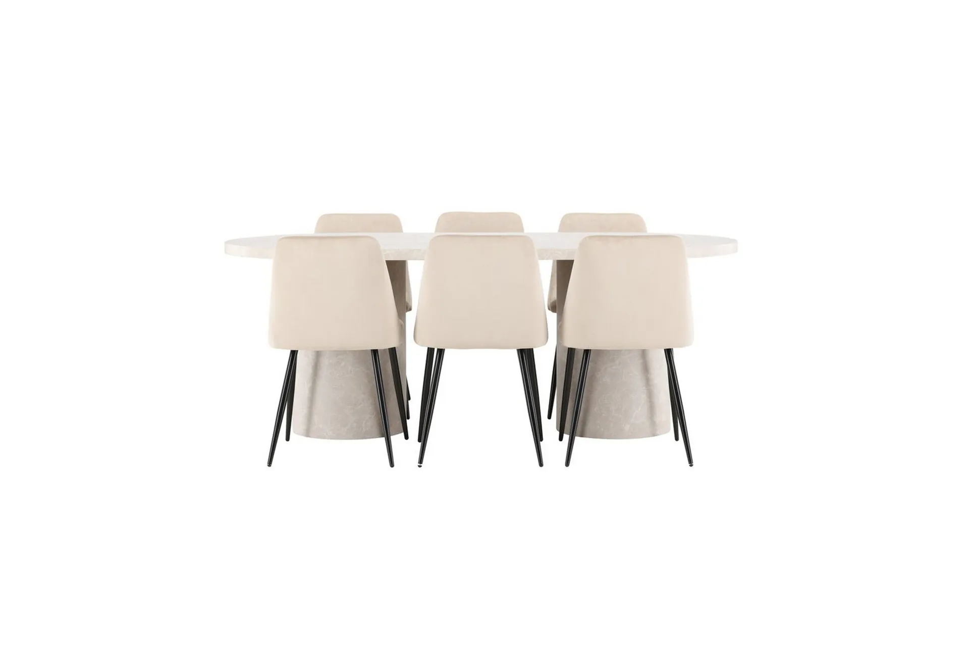 Matgrupp Narvik 100x200 cm Beige med 6st Night Stolar -