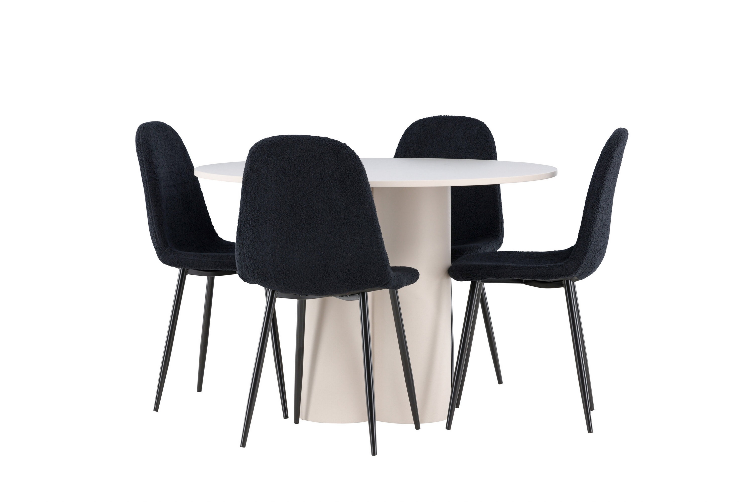 matgrupp olivia 110 cm rund med 4 polar stolar - beige/svart