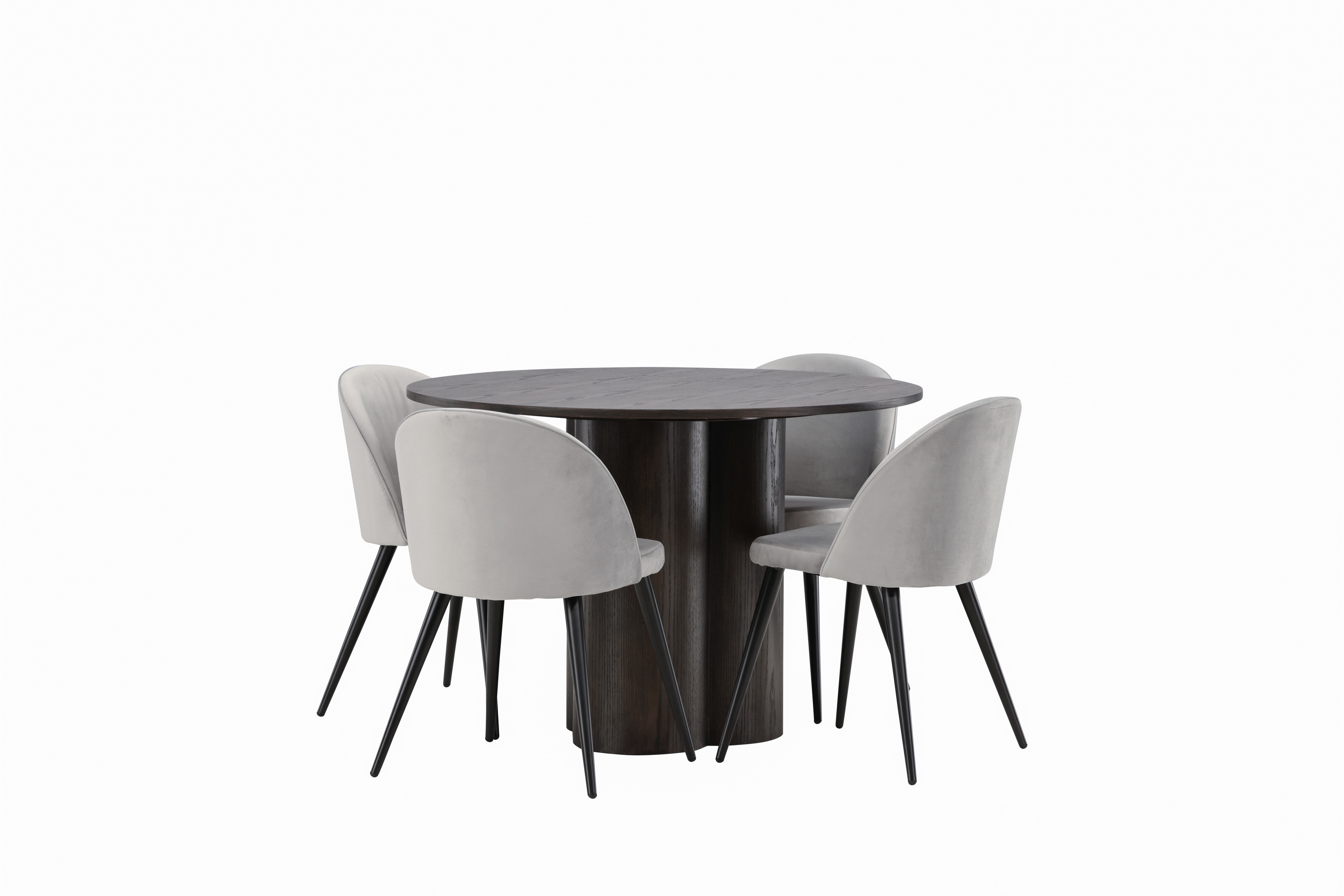 Matgrupp Oliwero 110 cm Rund med 4 Longreone stolar Grå