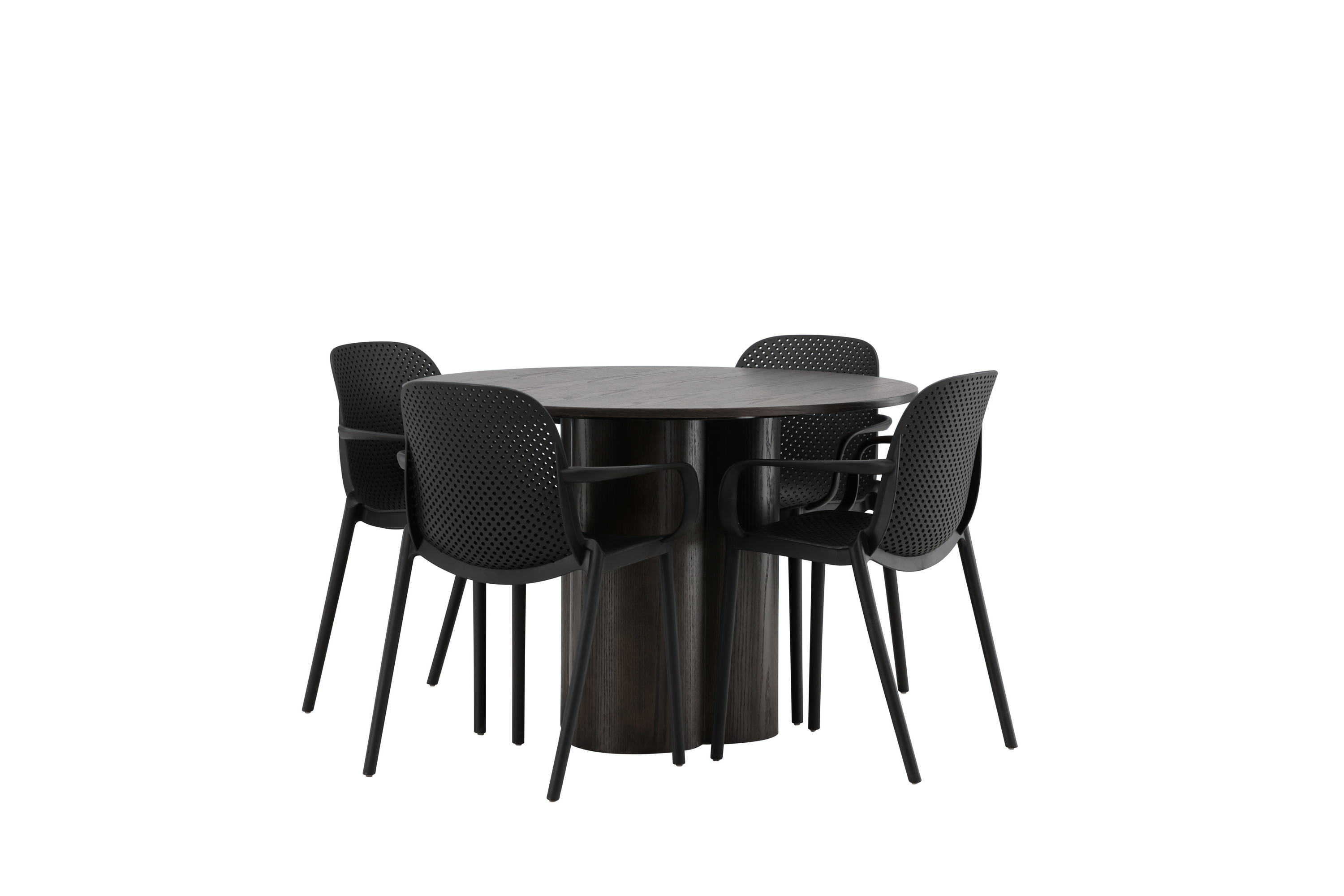 Matgrupp Oliwero 110 cm Rund med 4 Maltio stolar Svart