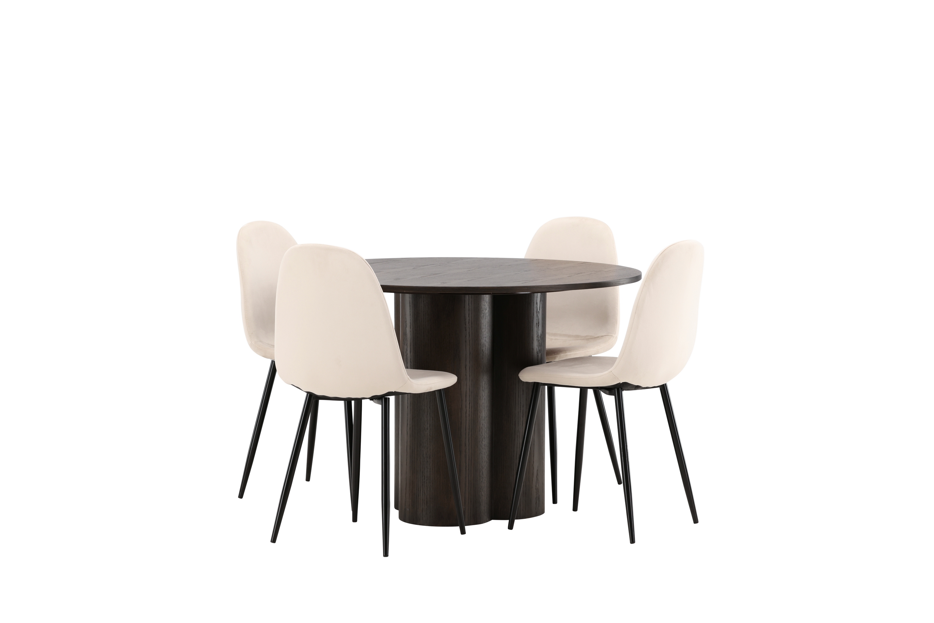Matgrupp Oliwero 110 cm Rund med 4 Nicci stolar Beige