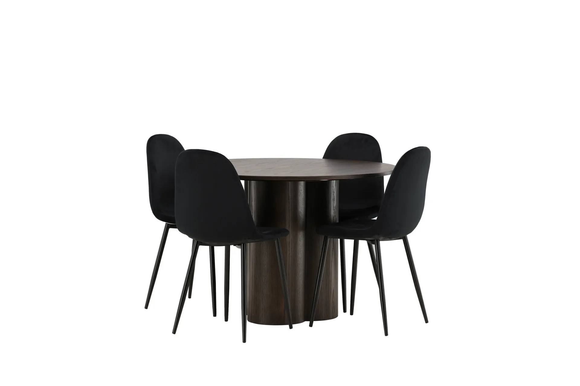 Matgrupp Oliwero  110 cm Rund med 4 Nicci stolar - Svart