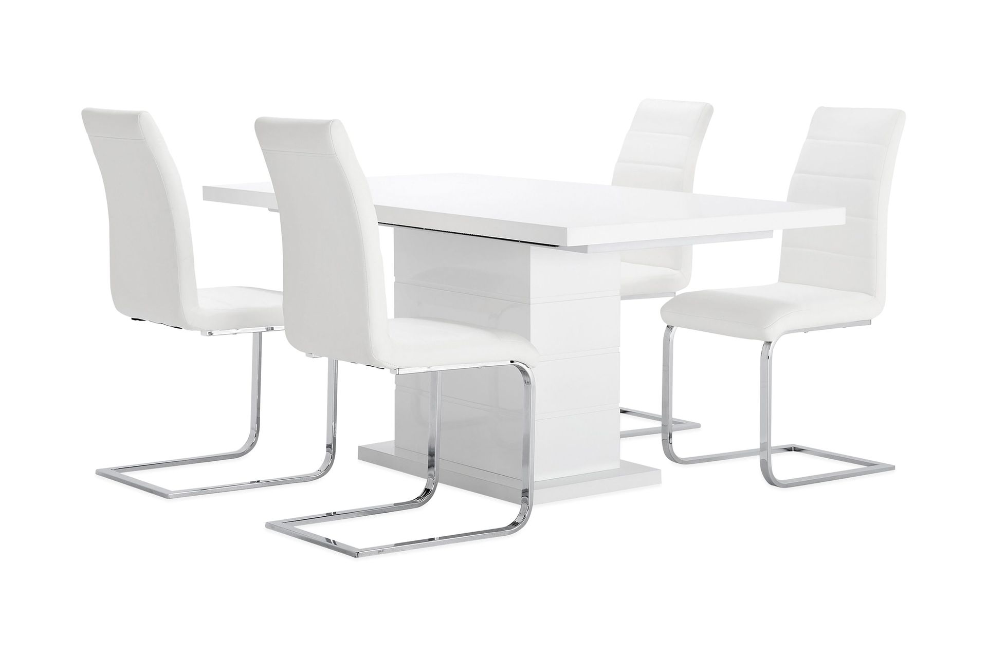 Ratliff Matgrupp 180 cm + 4 Sorado Stol - Vit/Krom