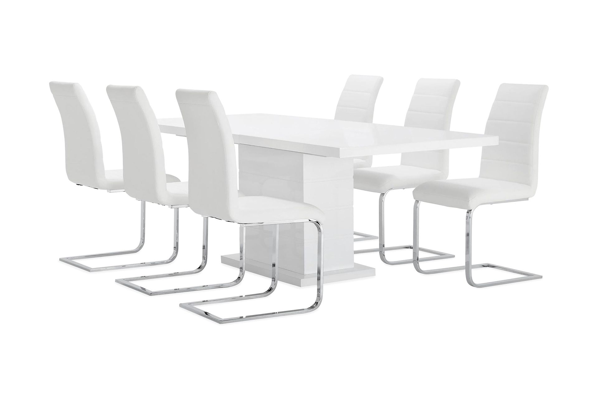 Ratliff Matgrupp 180 cm + 6 Sorado Stol - Vit/Krom