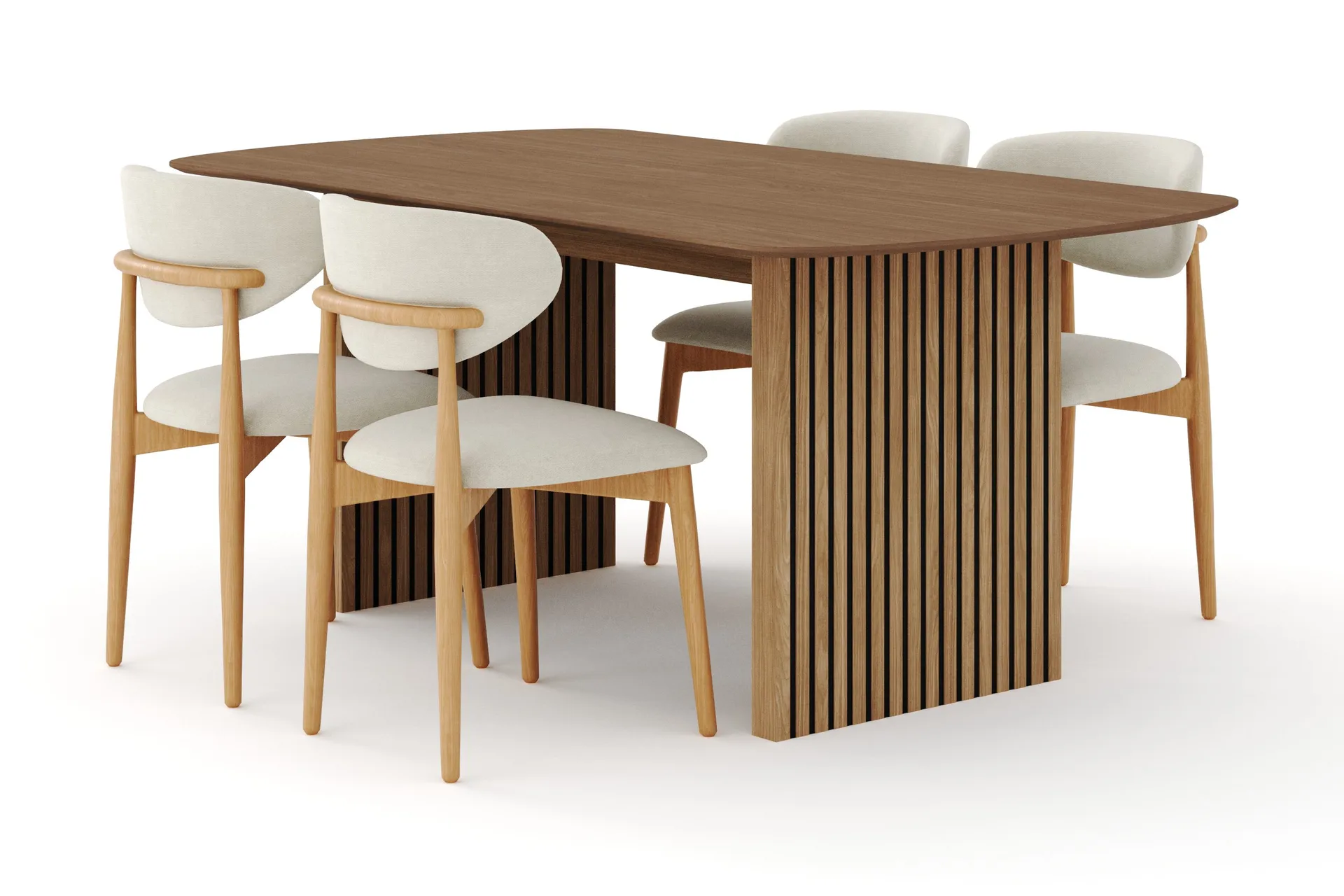 Richeto Matgrupp 180 cm Ek med 4 Molly Matstolar - Ek/Beige