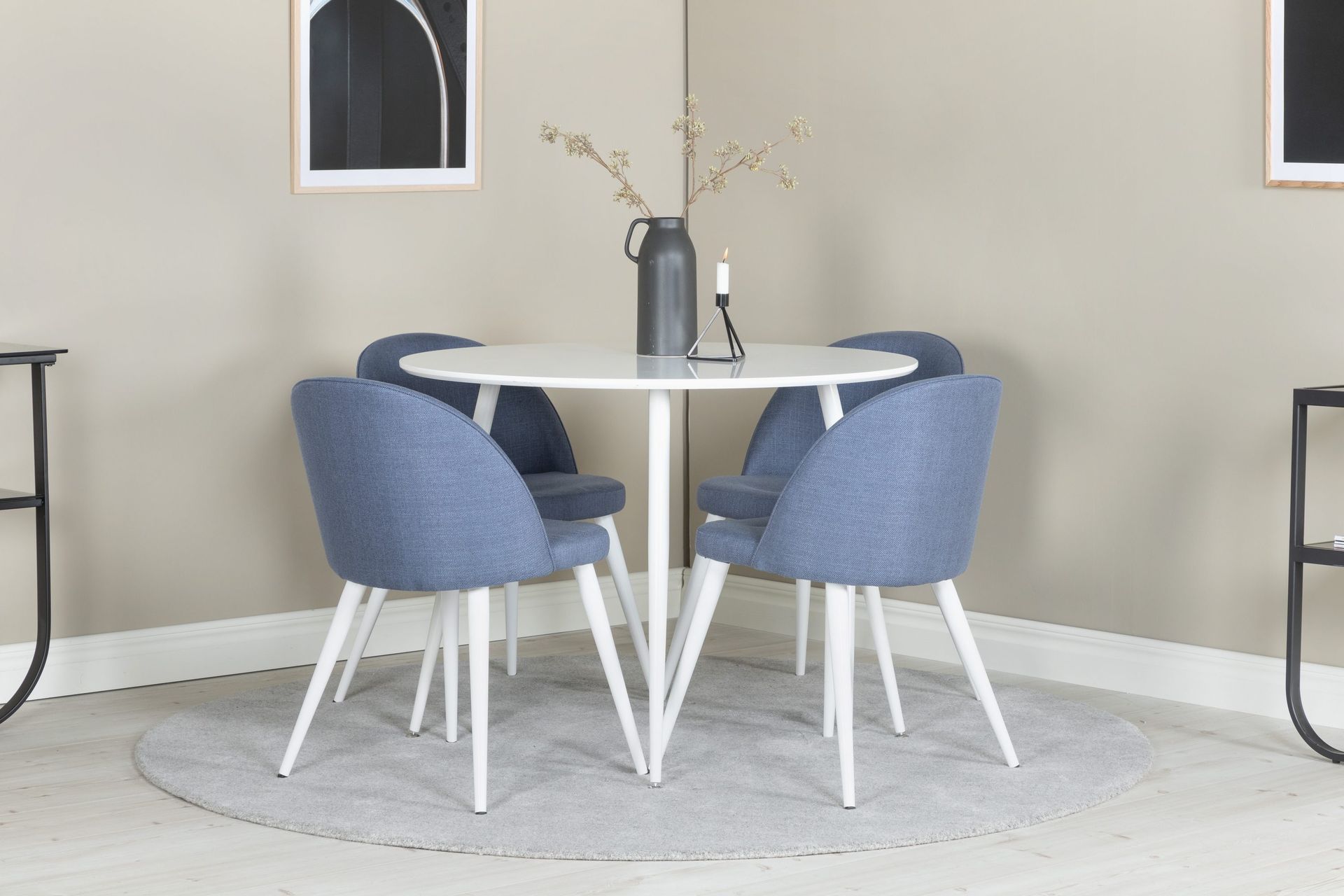 ridones matgrupp 100 cm rund + 4 sedavi matstolar -