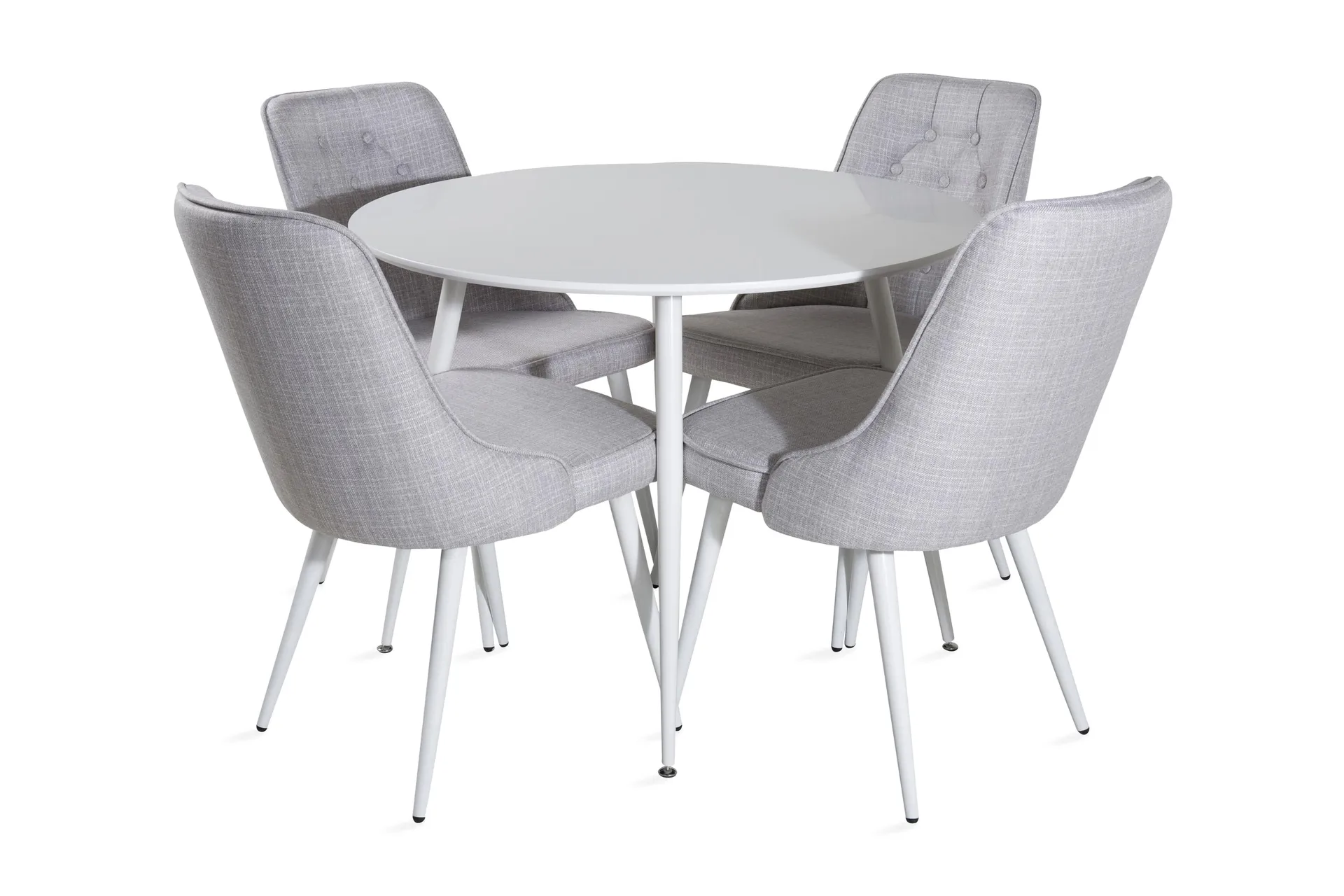 Ridones Matgrupp 100 cm Rund inkl 4 Valera Stolar - Vit/Gr&aring;