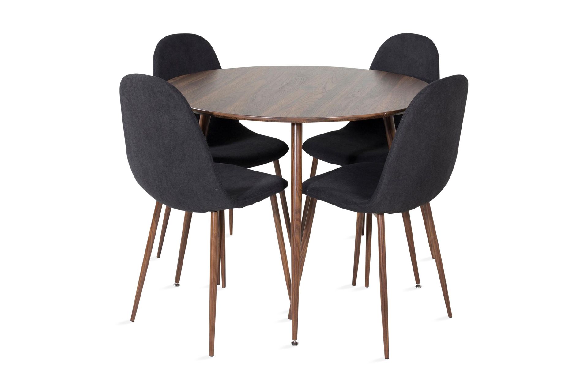 Ridones Matgrupp 100 cm Rund inkl 4 Ypas Stolar - Brun/Svart