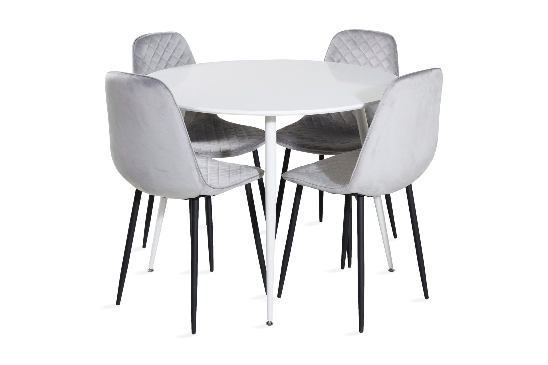 Ridones Matgrupp 100 cm Rund inkl 4 Ypas Stolar - Vit/Gr&aring;/Svart