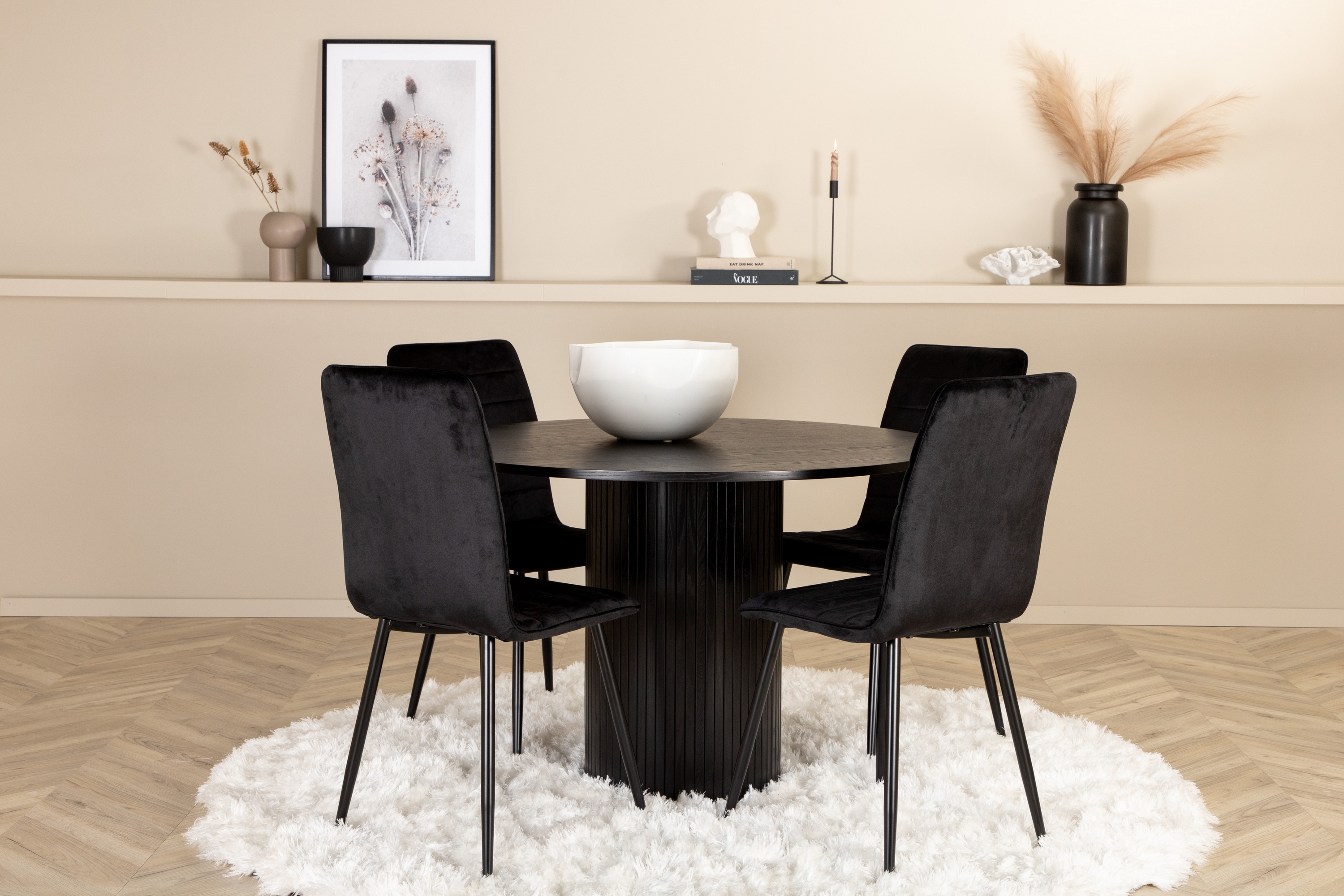 runt bianca matbord med 4st windu lyx matstol -