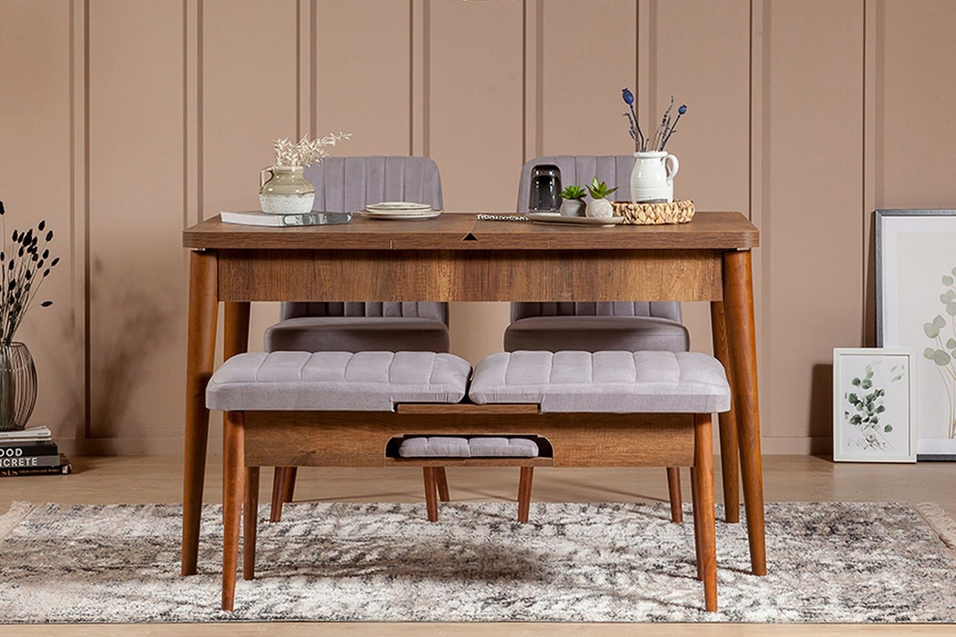 shundrea matgrupp 4 delar 75 cm - valnöt