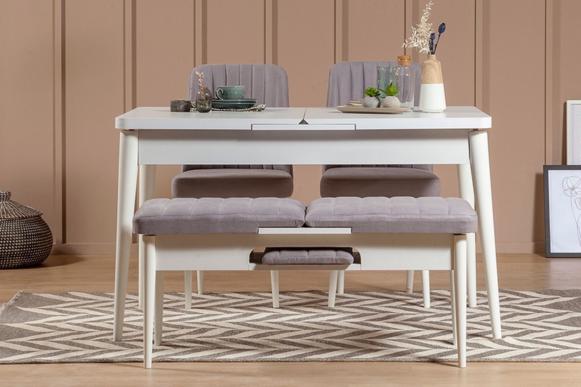 Shundrea Matgrupp 4 delar 75 cm - Vit