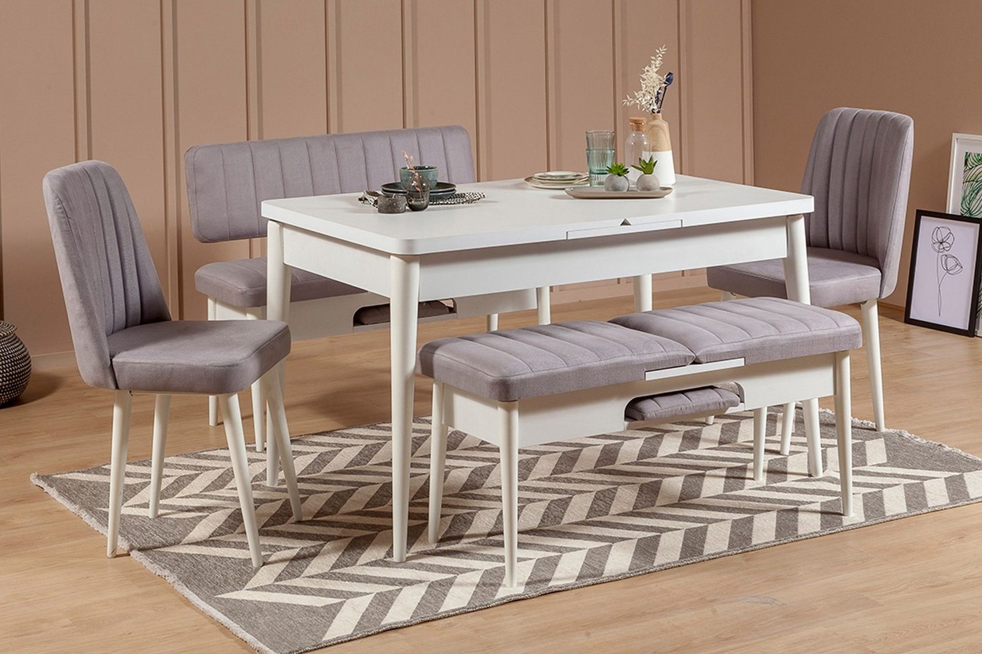 Shundrea Matgrupp 5 delar 75 cm - Vit