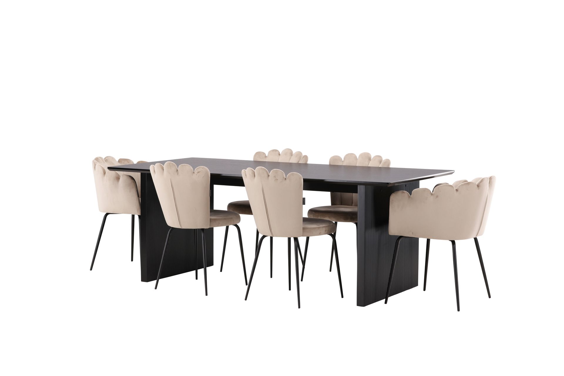 Matgrupp Sicharo  200 cm Rektangul&auml;r med 4 Limhamn stolar - Beige