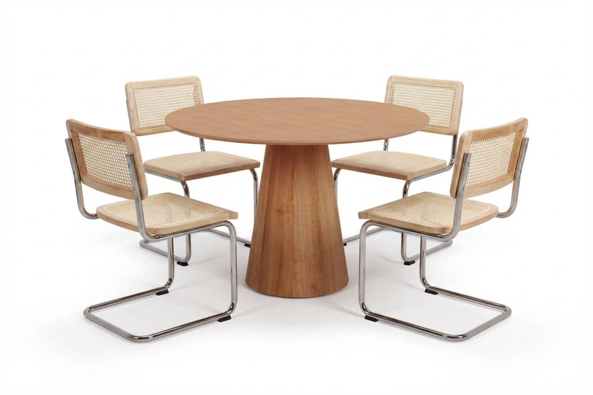 Siena Matgrupp runt 110 cm Ek med 4 Build Matstolar - Ek