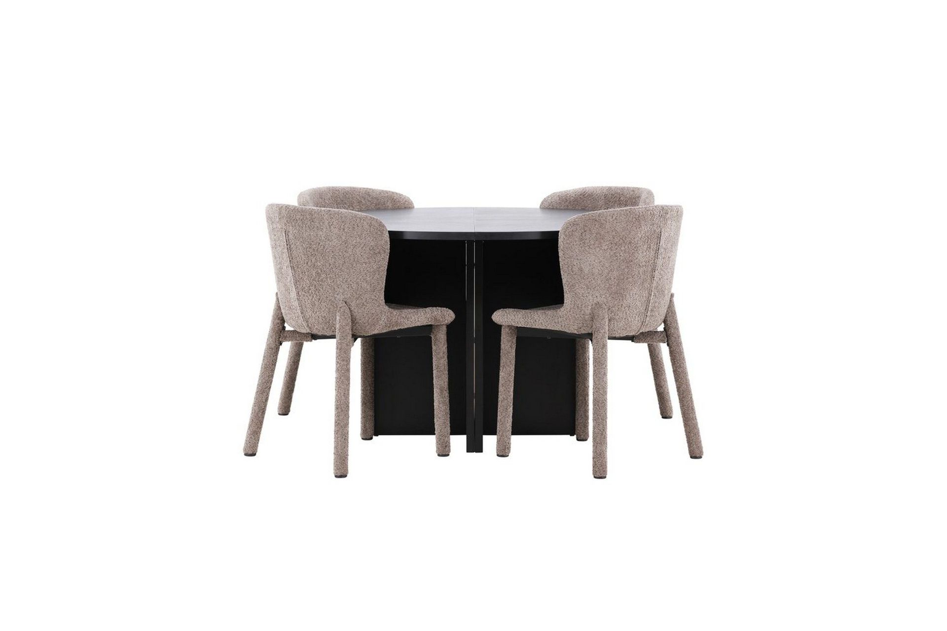 Matgrupp Strada Runt 120/170 cm Svart med Astoria Stolar 4 st, Brun - 4 st, Brun