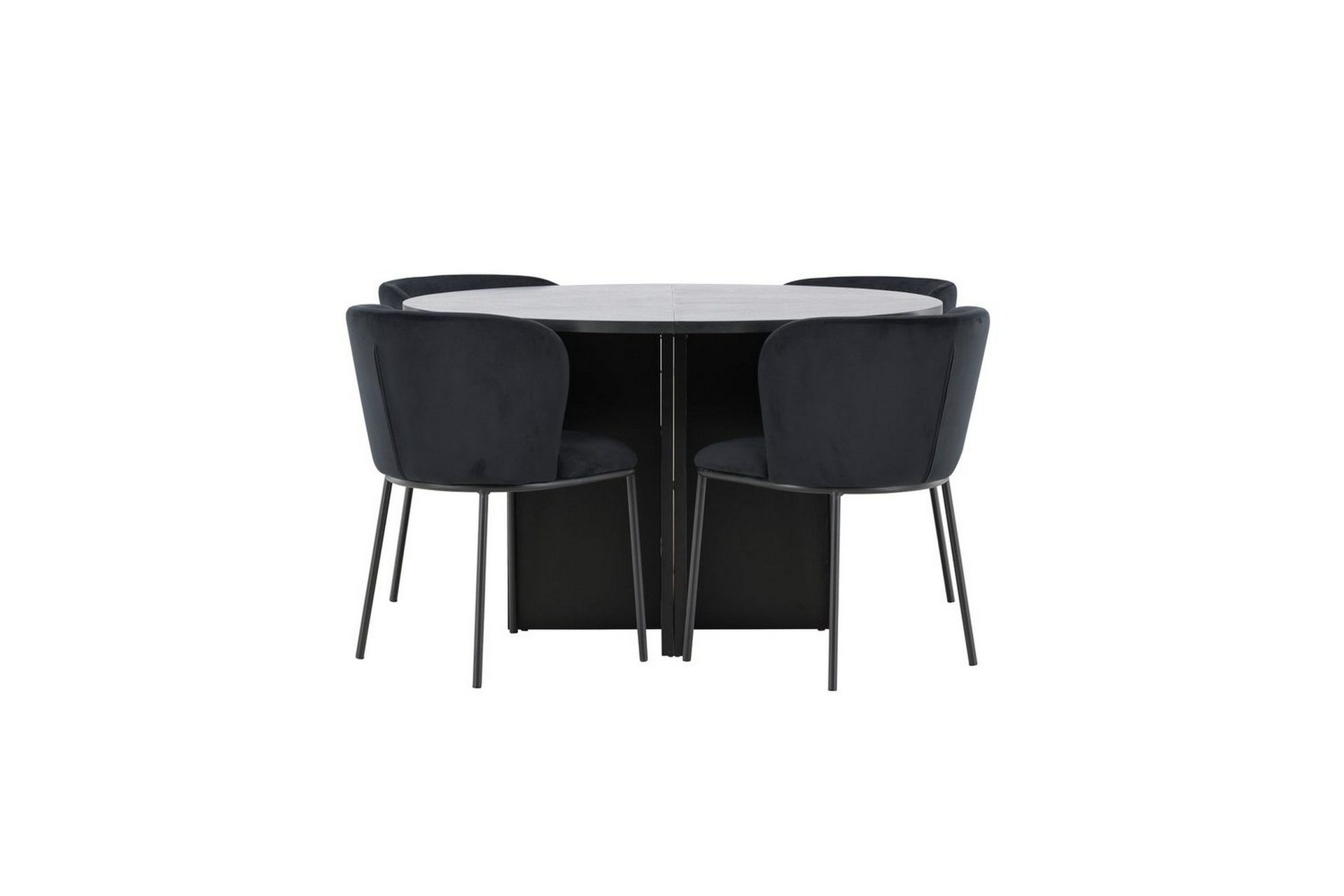 Matgrupp Strada Runt 120/170 cm Svart med Edina Stolar 4 st, Svart - 4 st, Svart