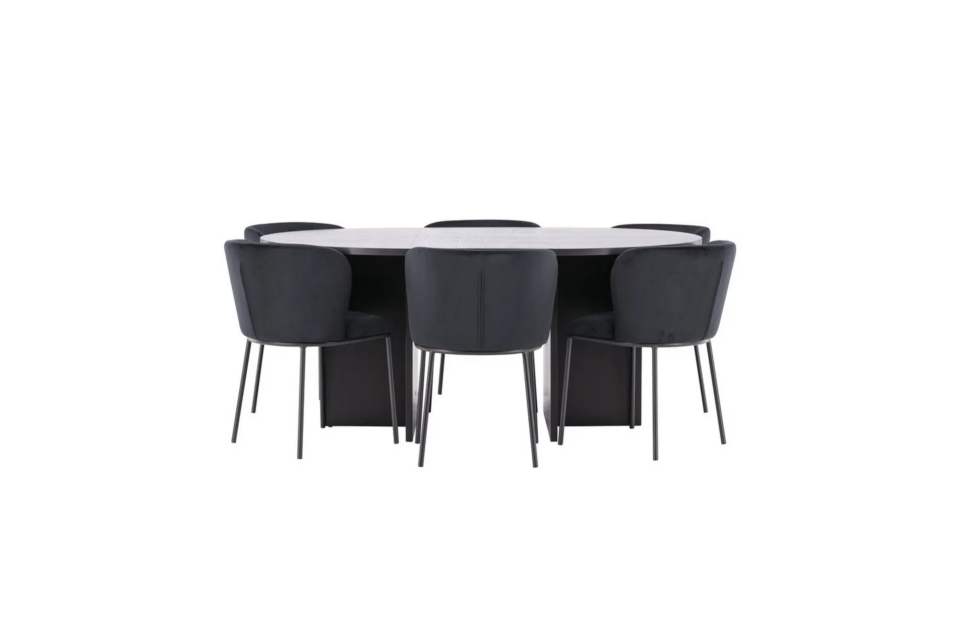 Matgrupp Strada Runt 120/170 cm Svart med Edina Stolar 6 st, Svart - 6 st, Svart