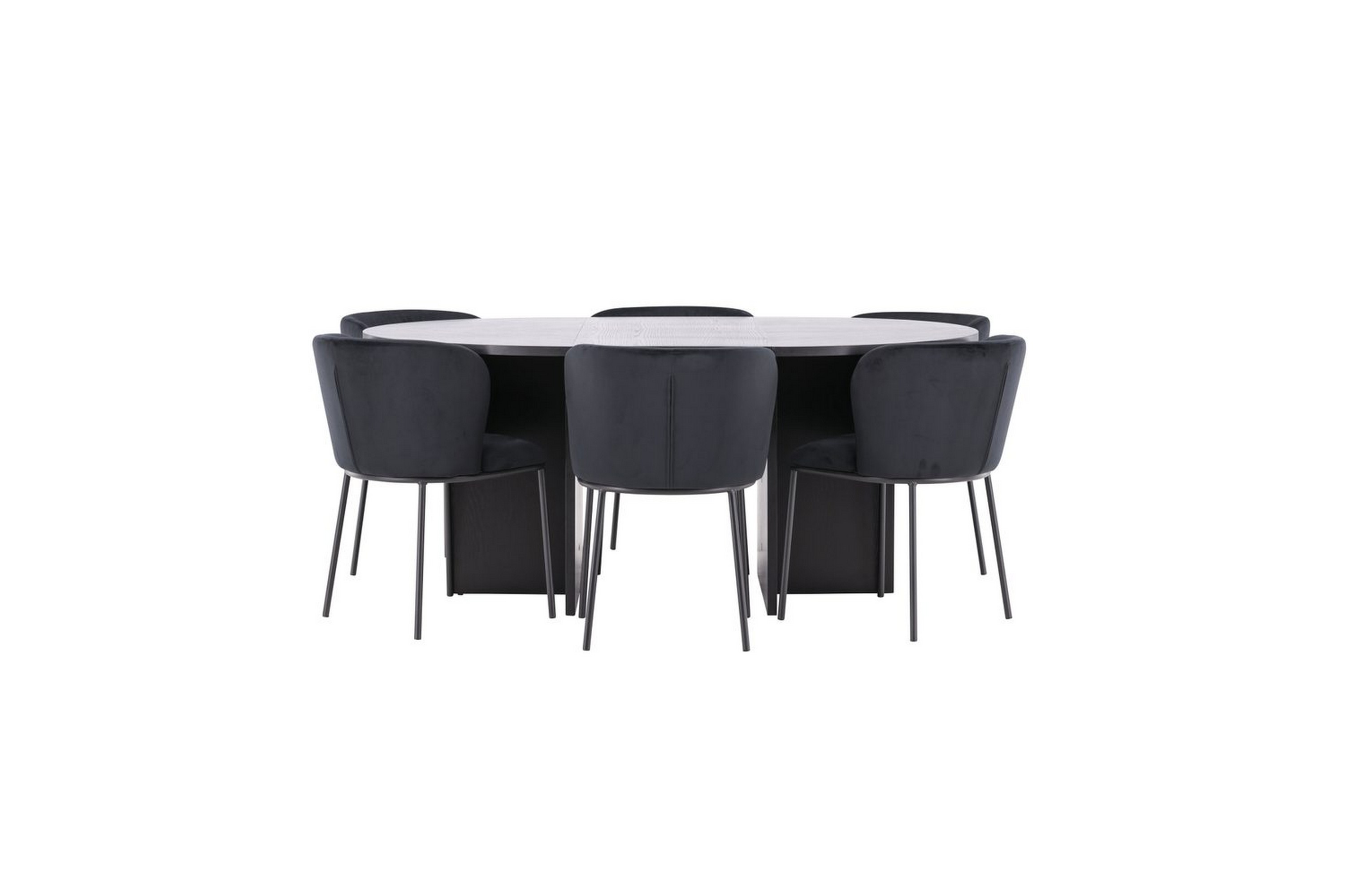 matgrupp strada runt 120/170 cm svart med edina stolar 6 st, svart - 6 st, svart