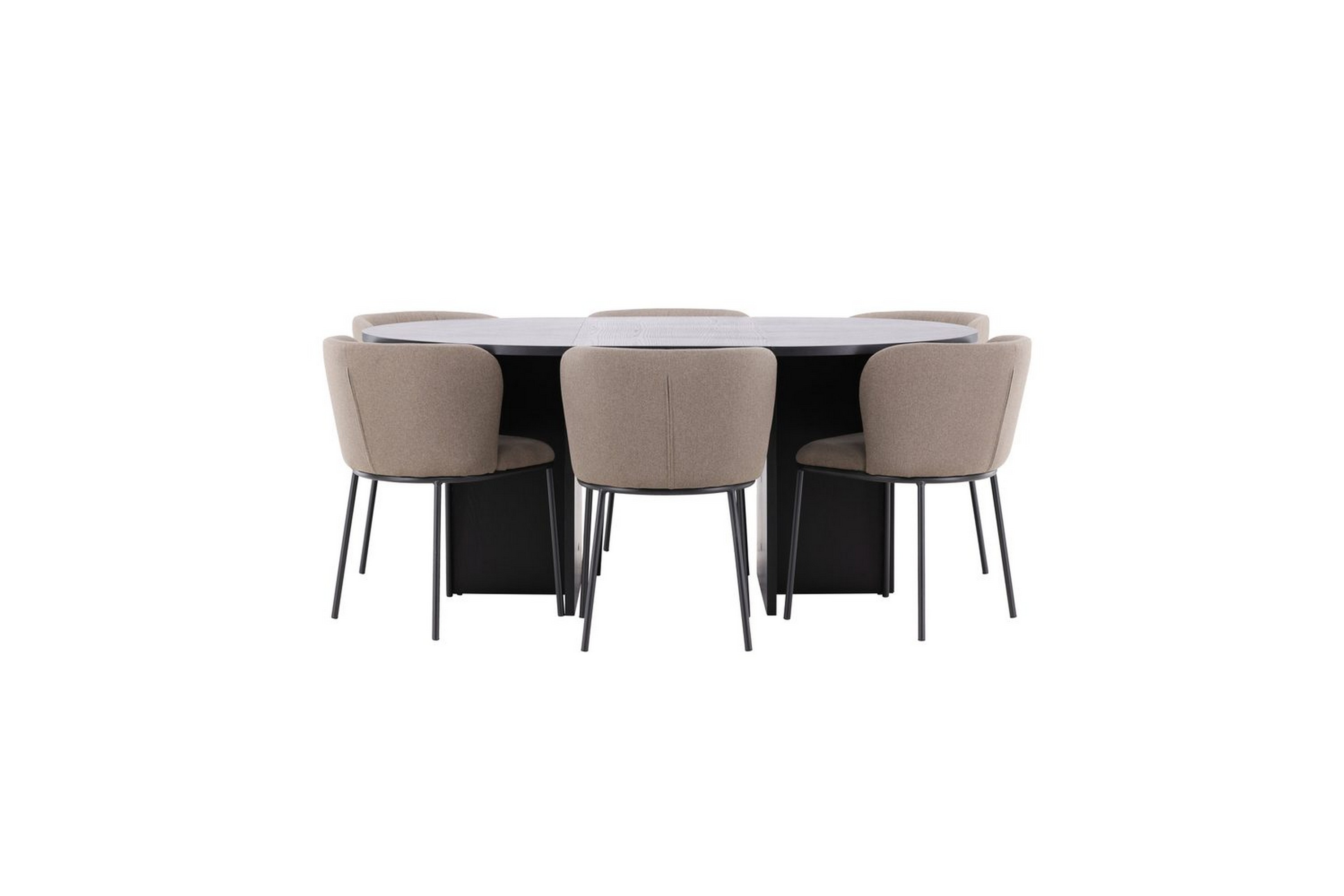 matgrupp strada runt 120/170 cm svart med edina stolar 6 st, svart / brun - 6 st, svart / brun