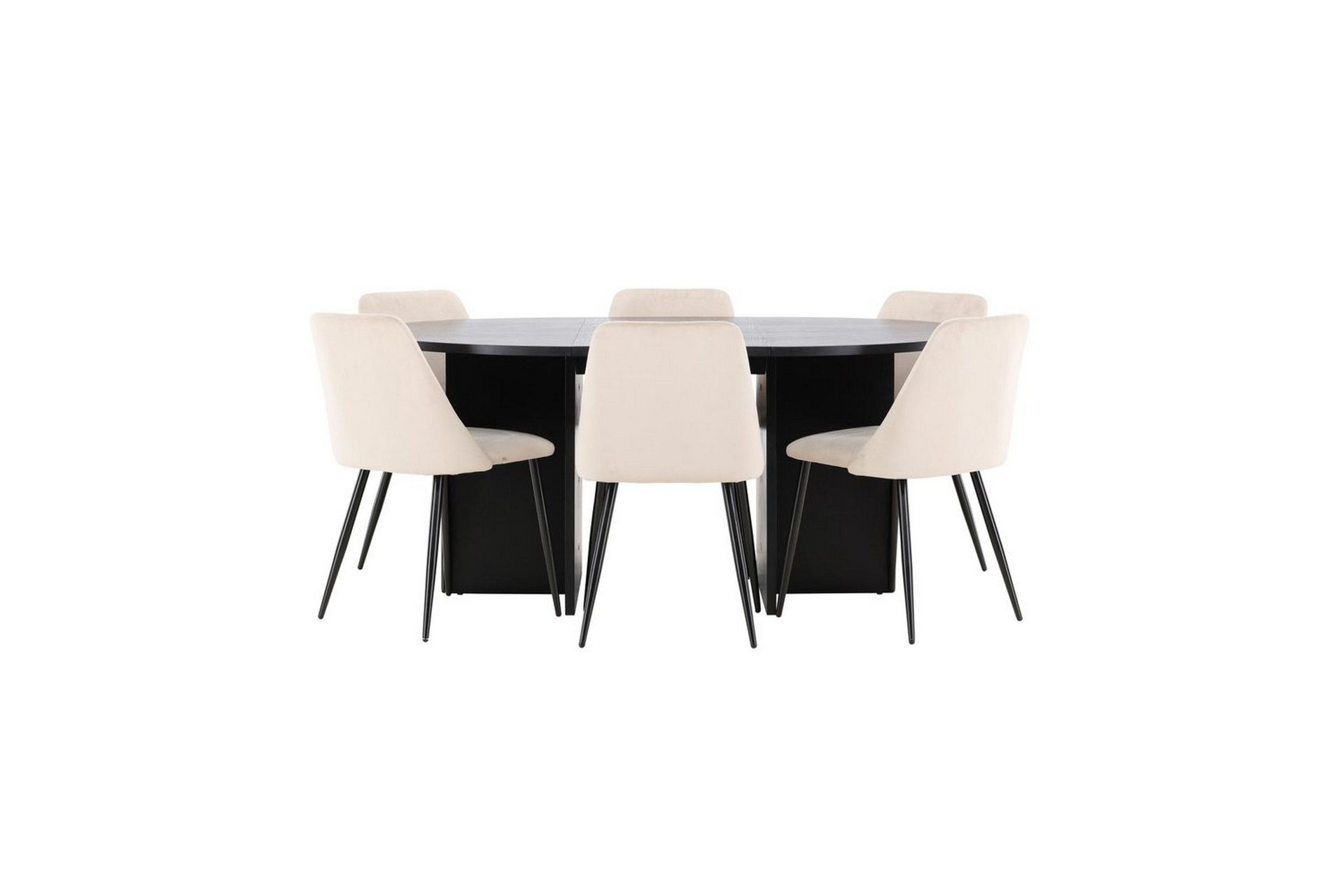 Matgrupp Strada Runt 120/170 cm Svart med Night Stolar 6 st - 6 st